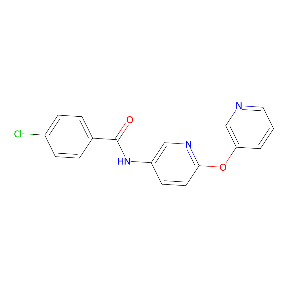 4-chloro-N-(6-pyridin-3-yloxy-3-pyridinyl)benzamide molecular structure, CAS 219866-04-3