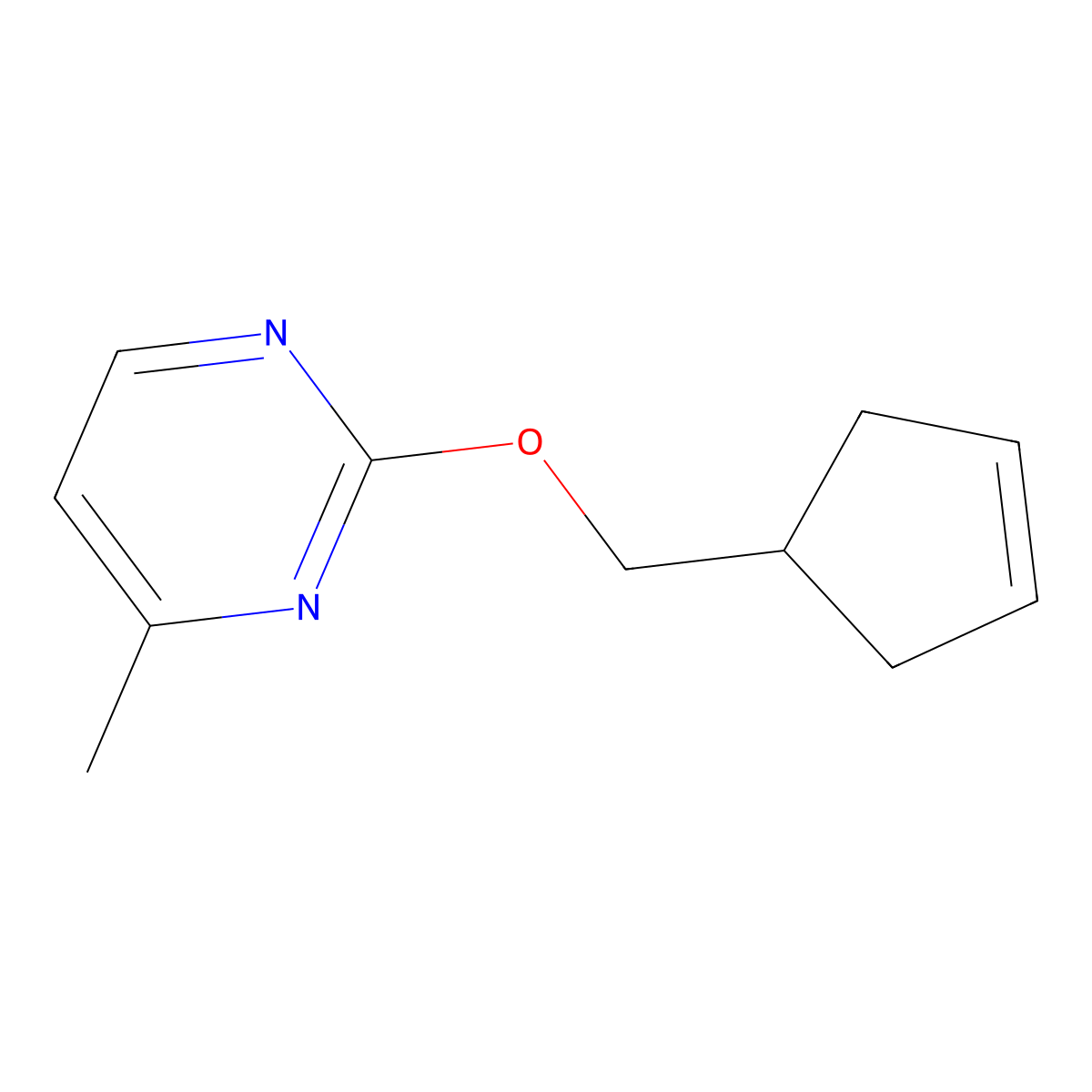 2-[(Cyclopent-3-en-1-yl)methoxy]-4-methylpyrimidine molecular structure, CAS 2198662-13-2