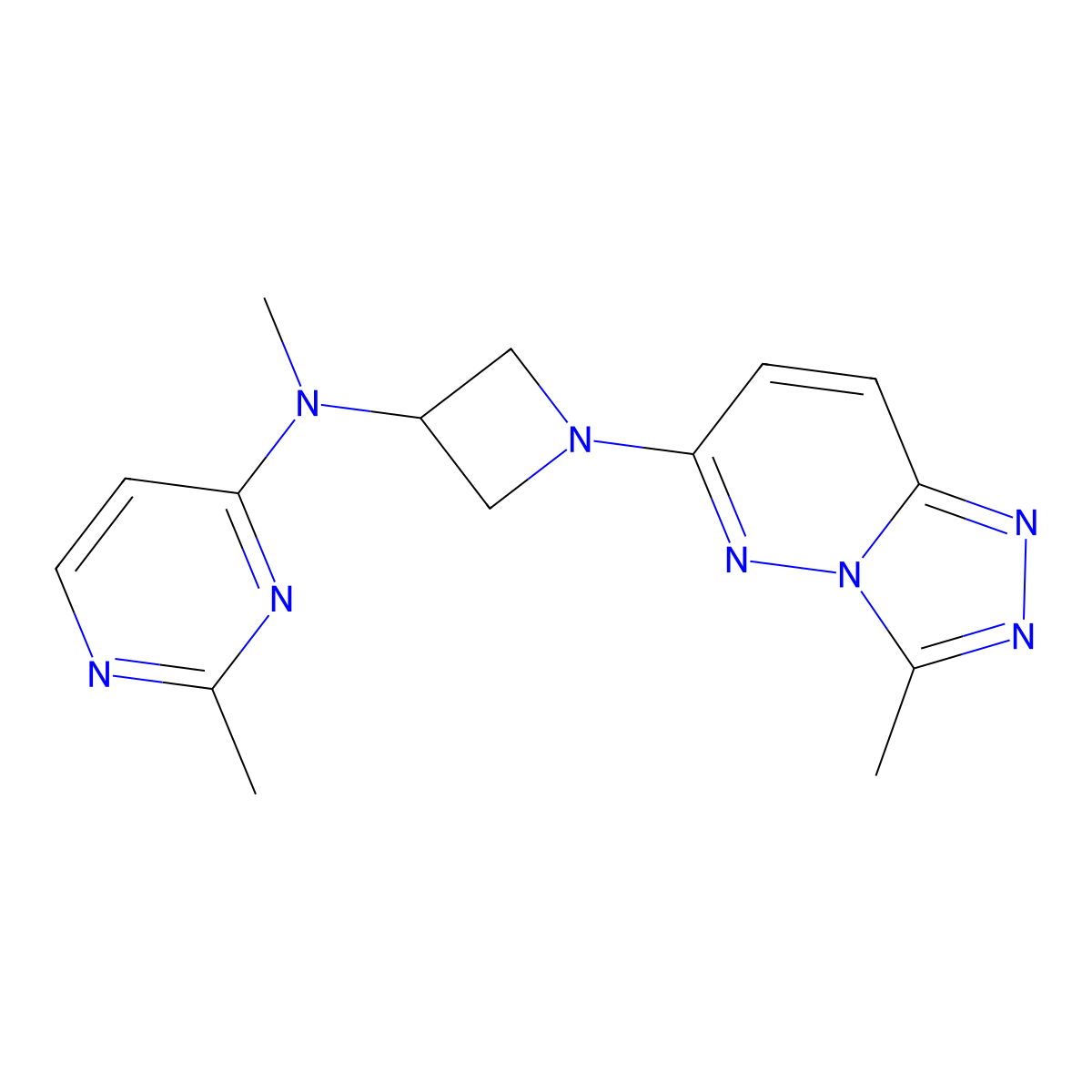 N,2-dimethyl-N-(1-{3-methyl-[1,2,4]triazolo[4,3-b]pyridazin-6-yl}azetidin-3-yl)pyrimidin-4-amine molecular structure, CAS 2198667-06-8