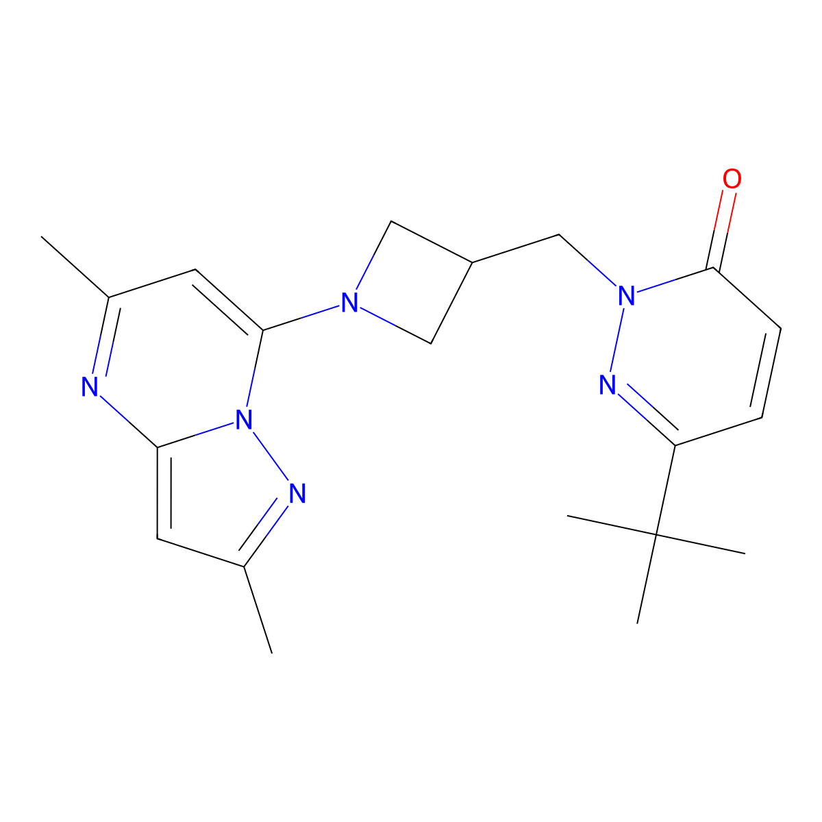 6-Tert-butyl-2-[(1-{2,5-dimethylpyrazolo[1,5-a]pyrimidin-7-yl}azetidin-3-yl)methyl]-2,3-dihydropyridazin-3-one molecular structure, CAS 2198673-41-3