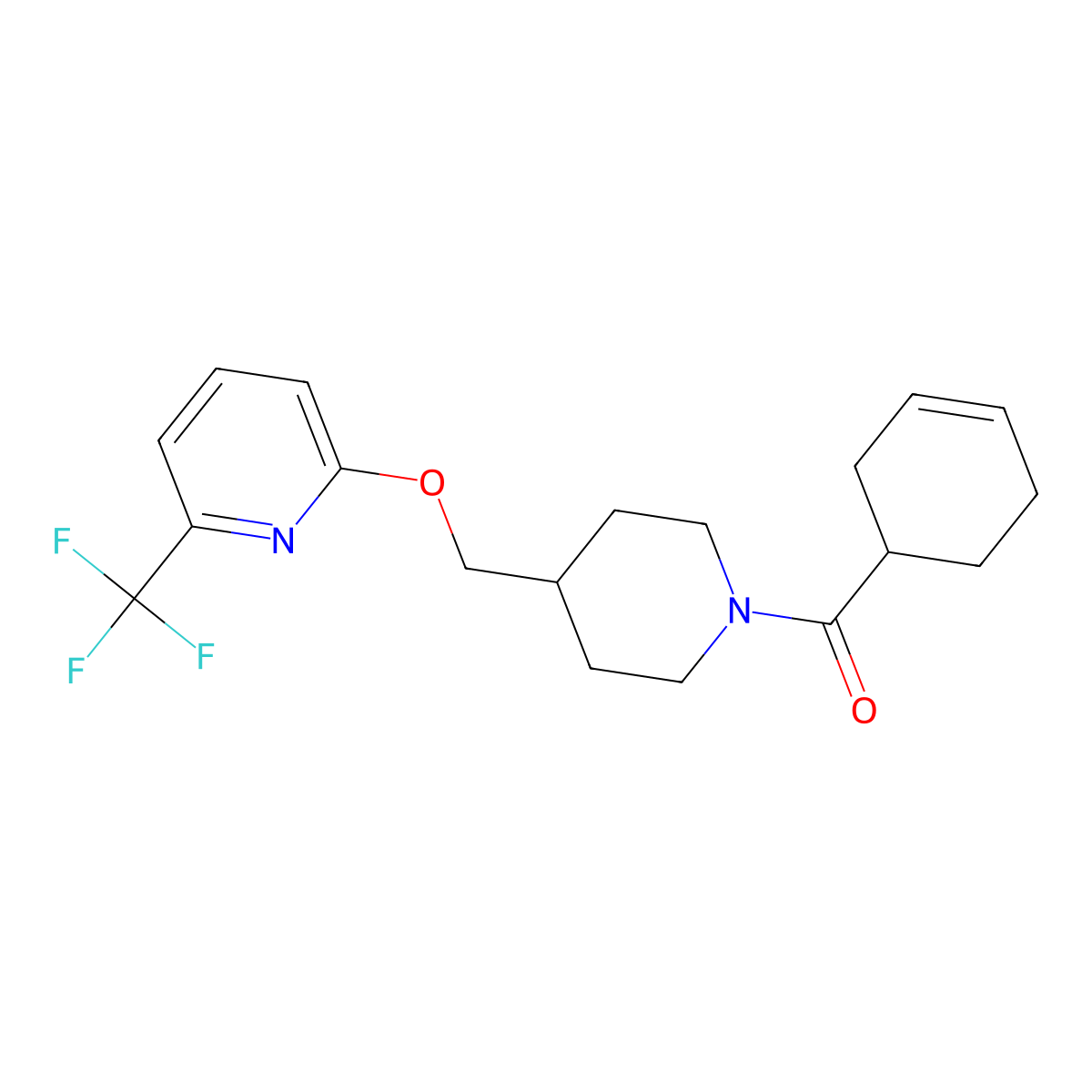 2-{[1-(Cyclohex-3-ene-1-carbonyl)piperidin-4-yl]methoxy}-6-(trifluoromethyl)pyridine molecular structure, CAS 2198691-33-5