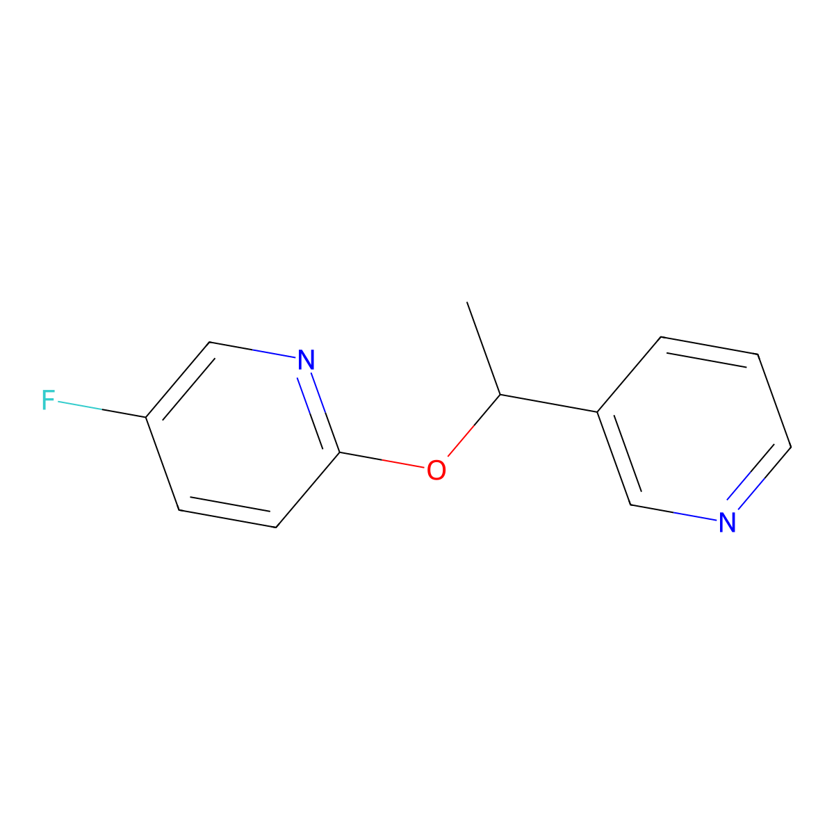 5-Fluoro-2-[1-(pyridin-3-yl)ethoxy]pyridine molecular structure, CAS 2198691-49-3