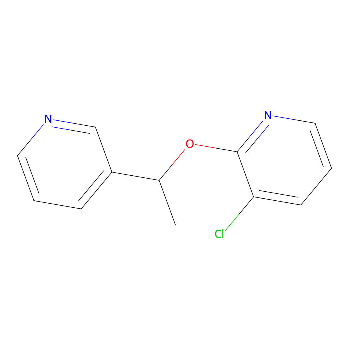 3-Chloro-2-[1-(pyridin-3-yl)ethoxy]pyridine molecular structure, CAS 2198693-06-8