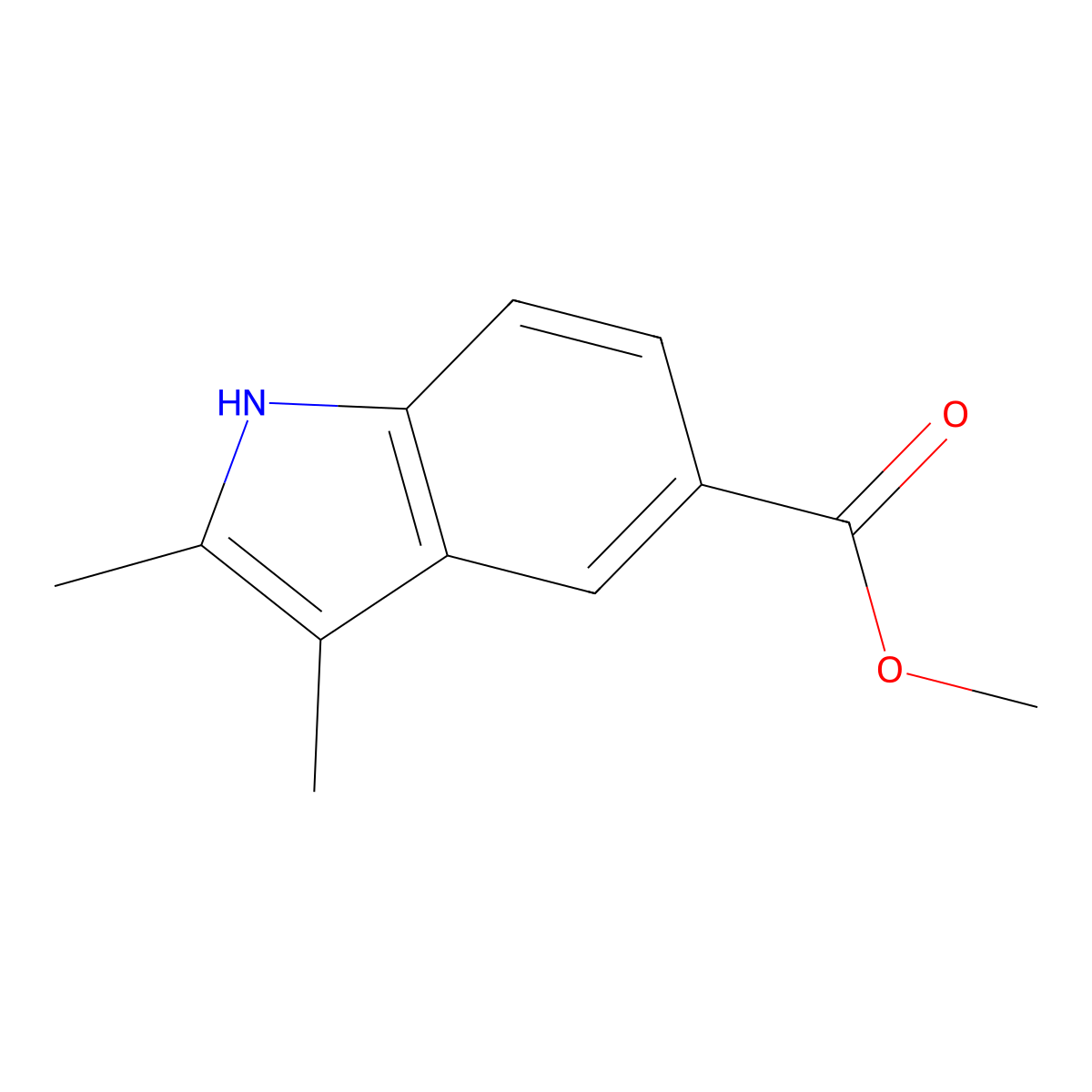 Methyl 2,3-dimethyl-1H-indole-5-carboxylate molecular structure, CAS 21987-27-9