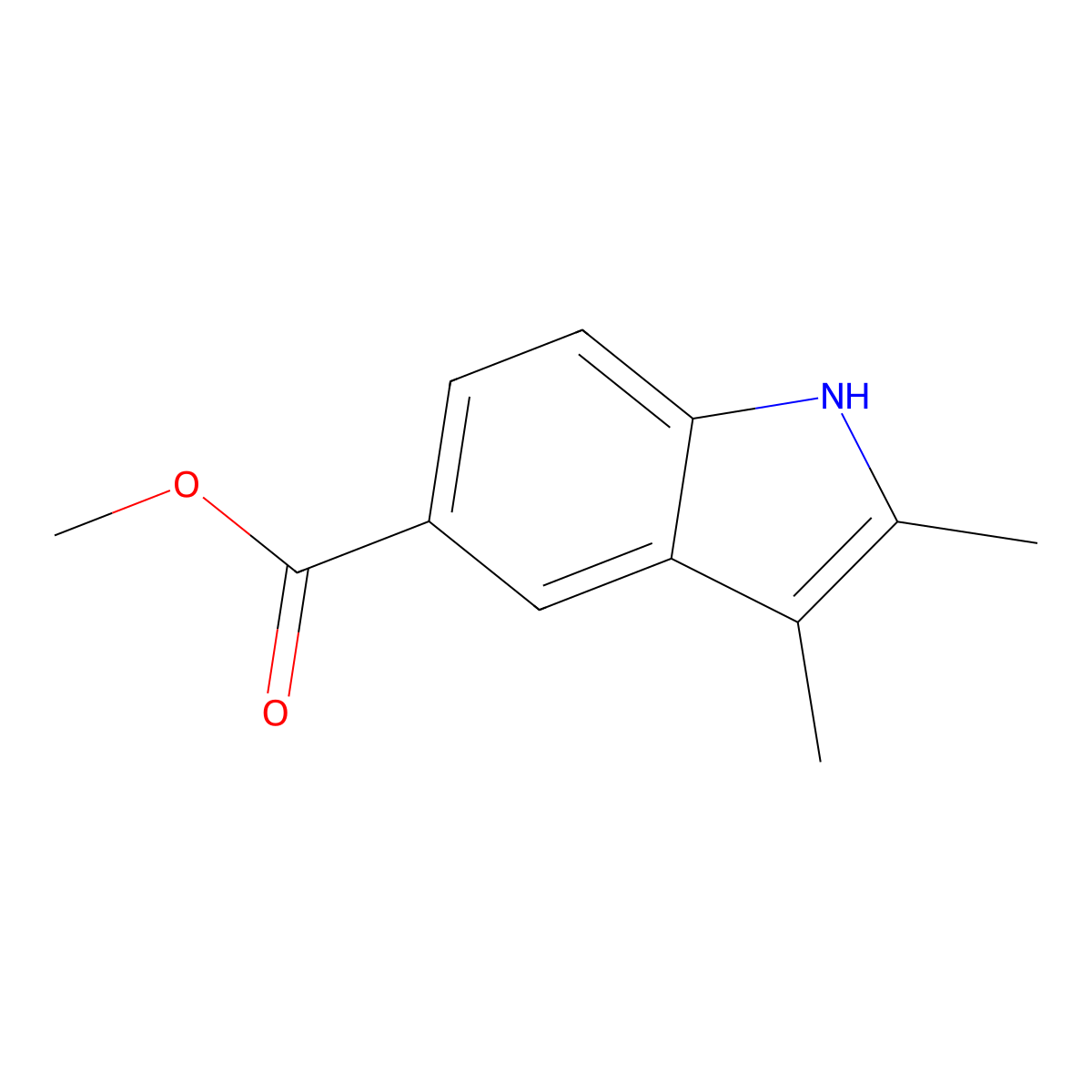 Methyl 2,3-dimethyl-1H-indole-5-carboxylate molecular structure, CAS 21987-27-9