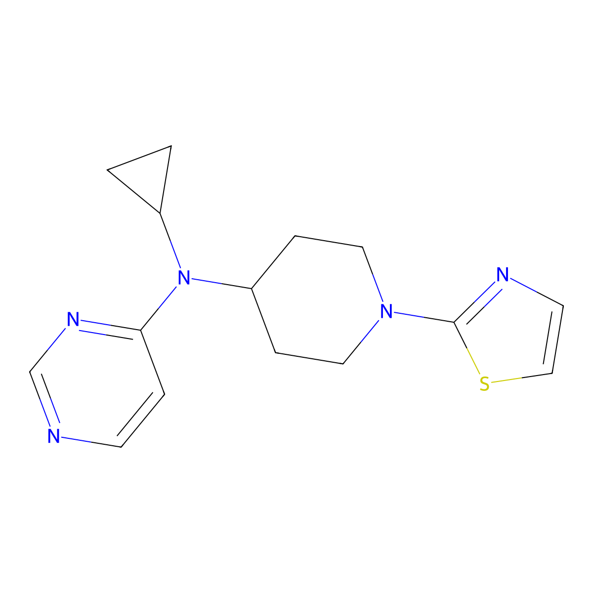 N-cyclopropyl-N-[1-(1,3-thiazol-2-yl)piperidin-4-yl]pyrimidin-4-amine molecular structure, CAS 2198737-20-9