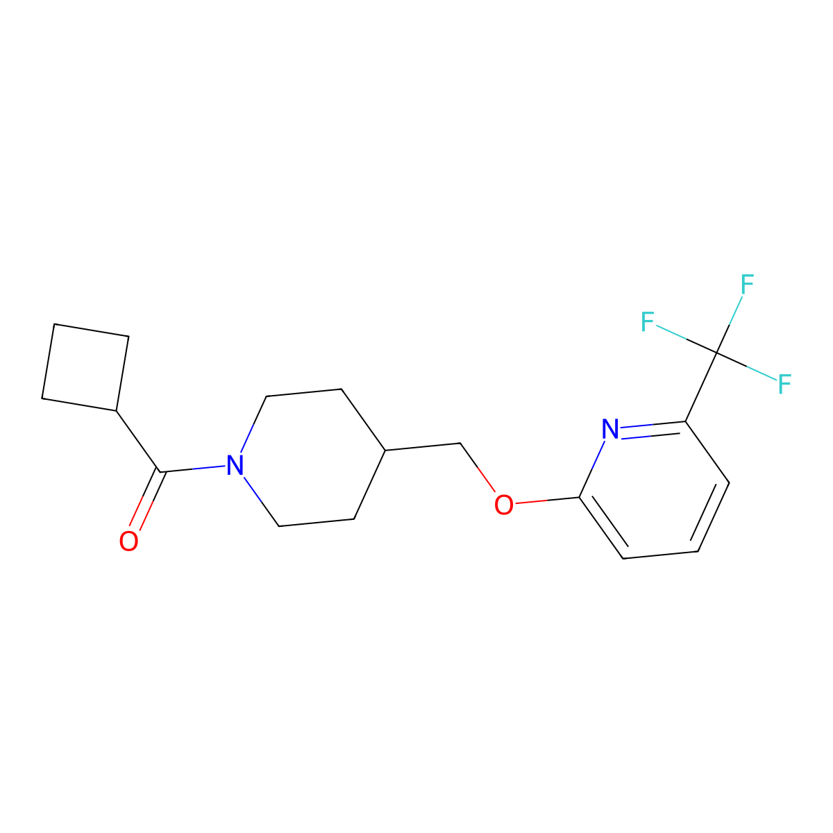 2-[(1-Cyclobutanecarbonylpiperidin-4-yl)methoxy]-6-(trifluoromethyl)pyridine molecular structure, CAS 2198737-72-1