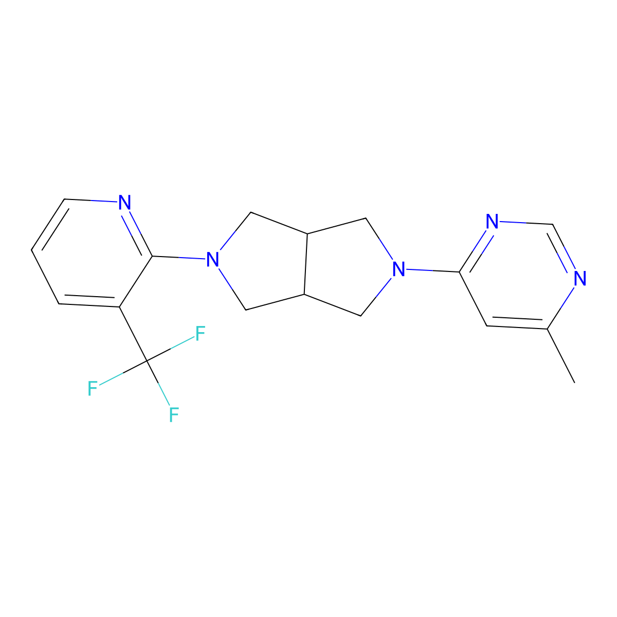 4-Methyl-6-{5-[3-(trifluoromethyl)pyridin-2-yl]-octahydropyrrolo[3,4-c]pyrrol-2-yl}pyrimidine molecular structure, CAS 2198738-12-2