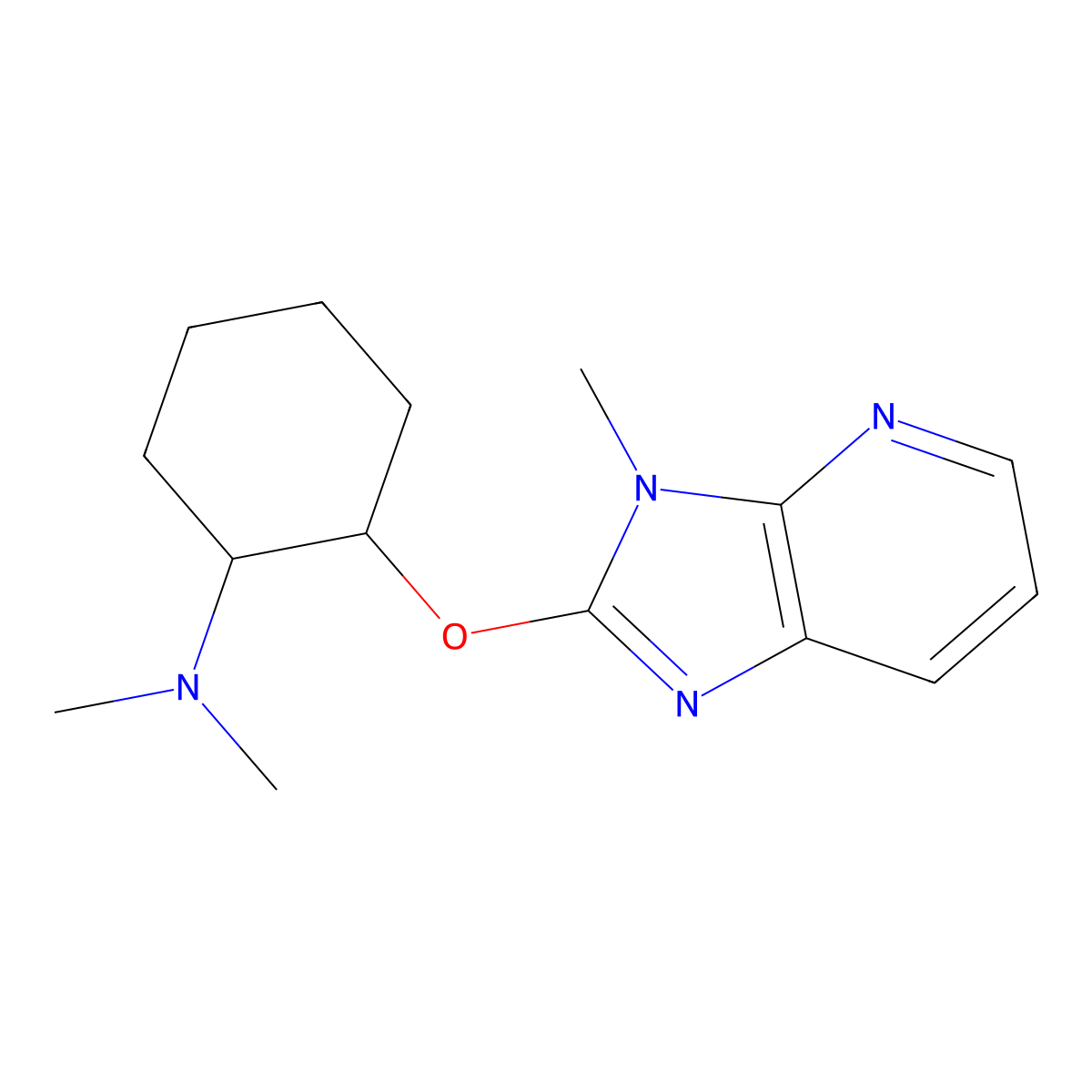 N,N-dimethyl-2-({3-methyl-3H-imidazo[4,5-b]pyridin-2-yl}oxy)cyclohexan-1-amine molecular structure, CAS 2198748-36-4