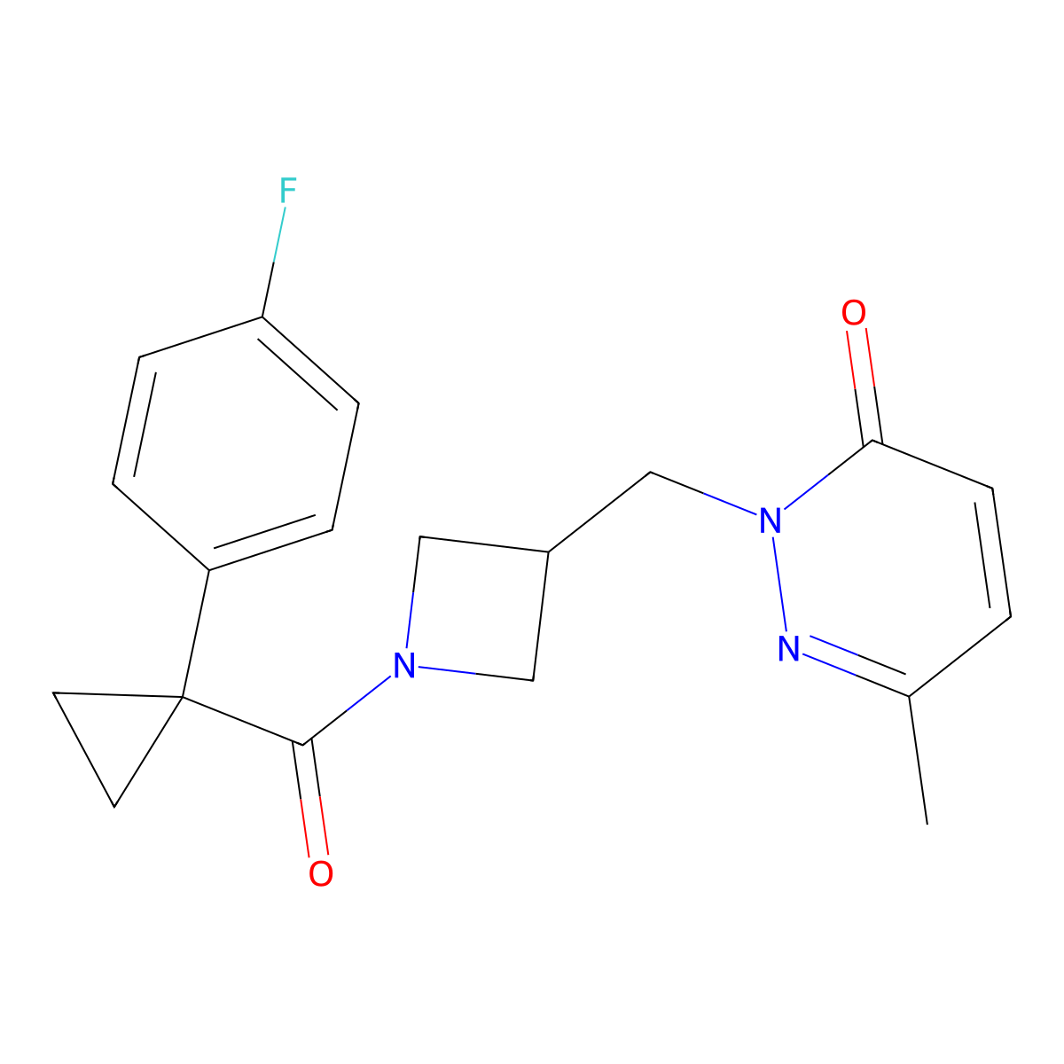 2-({1-[1-(4-Fluorophenyl)cyclopropanecarbonyl]azetidin-3-yl}methyl)-6-methyl-2,3-dihydropyridazin-3-one molecular structure, CAS 2198767-14-3