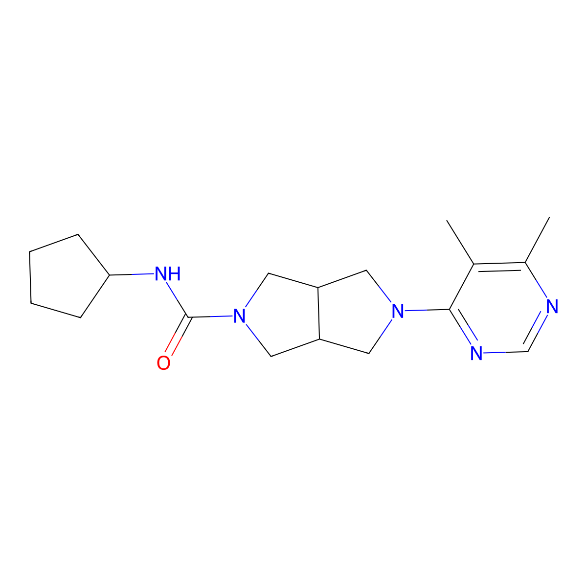 N-cyclopentyl-5-(5,6-dimethylpyrimidin-4-yl)-octahydropyrrolo[3,4-c]pyrrole-2-carboxamide molecular structure, CAS 2198767-51-8