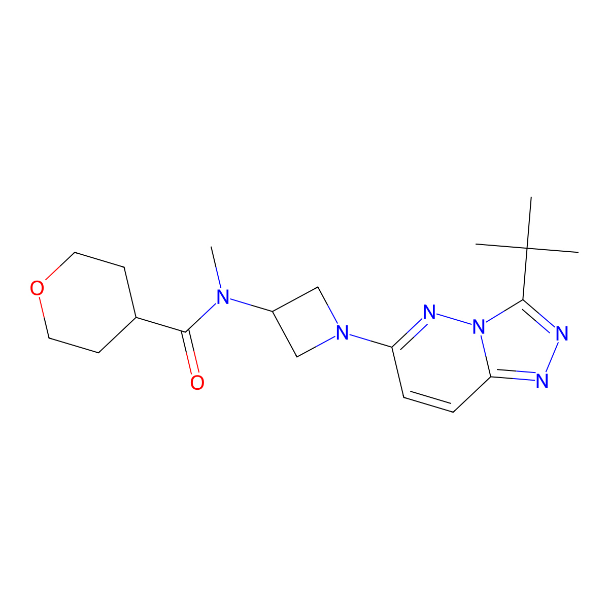 N-(1-{3-tert-butyl-[1,2,4]triazolo[4,3-b]pyridazin-6-yl}azetidin-3-yl)-N-methyloxane-4-carboxamide molecular structure, CAS 2198768-23-7