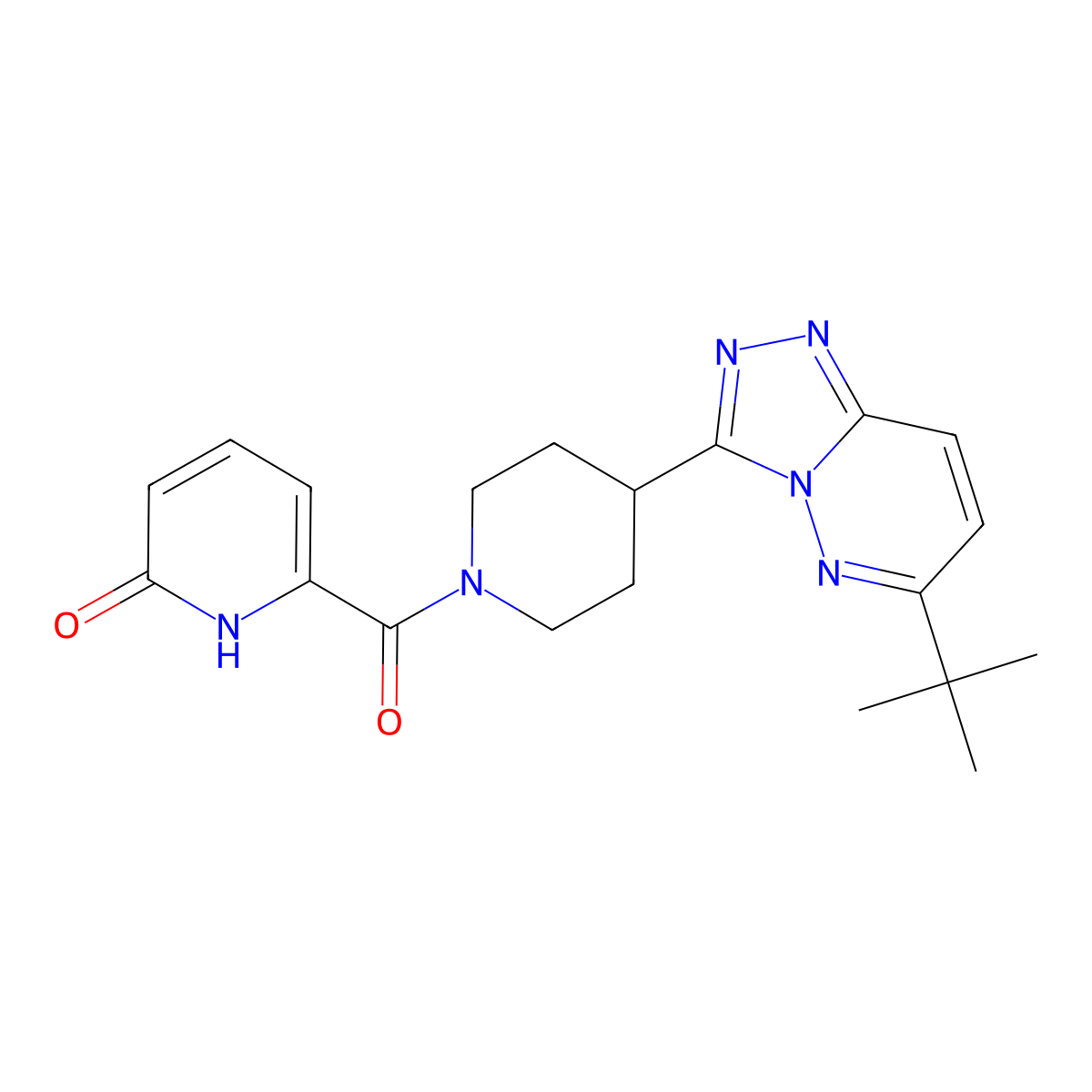6-(4-{6-Tert-butyl-[1,2,4]triazolo[4,3-b]pyridazin-3-yl}piperidine-1-carbonyl)-1,2-dihydropyridin-2-one molecular structure, CAS 2198768-66-8