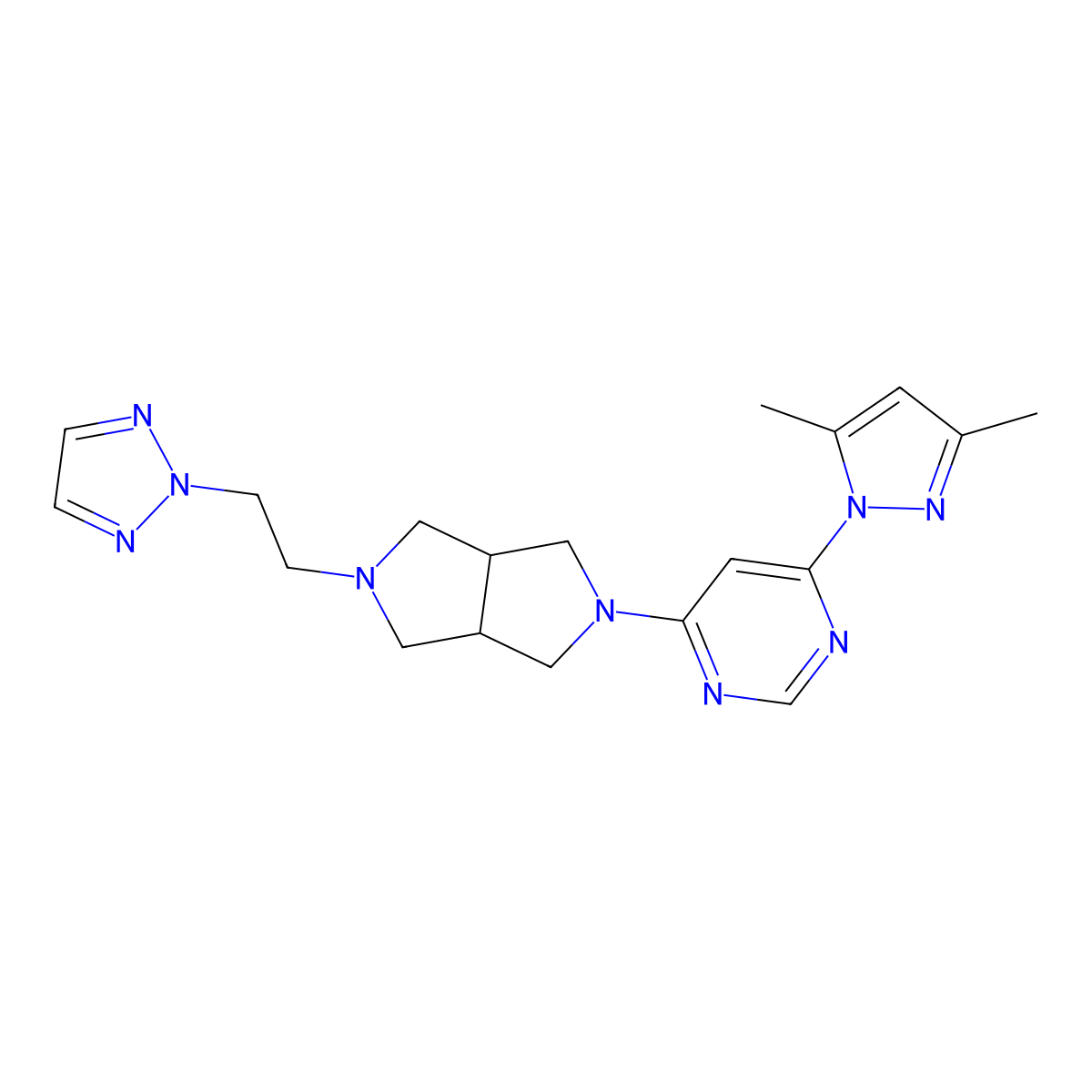 4-(3,5-dimethyl-1H-pyrazol-1-yl)-6-{5-[2-(2H-1,2,3-triazol-2-yl)ethyl]-octahydropyrrolo[3,4-c]pyrrol-2-yl}pyrimidine molecular structure, CAS 2198770-49-7