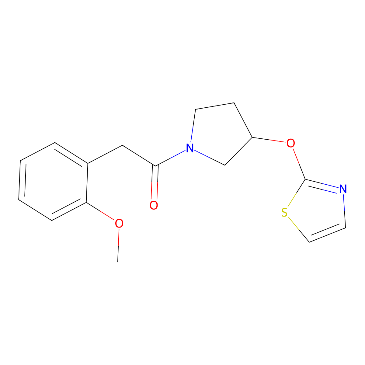 2-(2-Methoxyphenyl)-1-(3-(thiazol-2-yloxy)pyrrolidin-1-yl)ethanone molecular structure, CAS 2198770-51-1