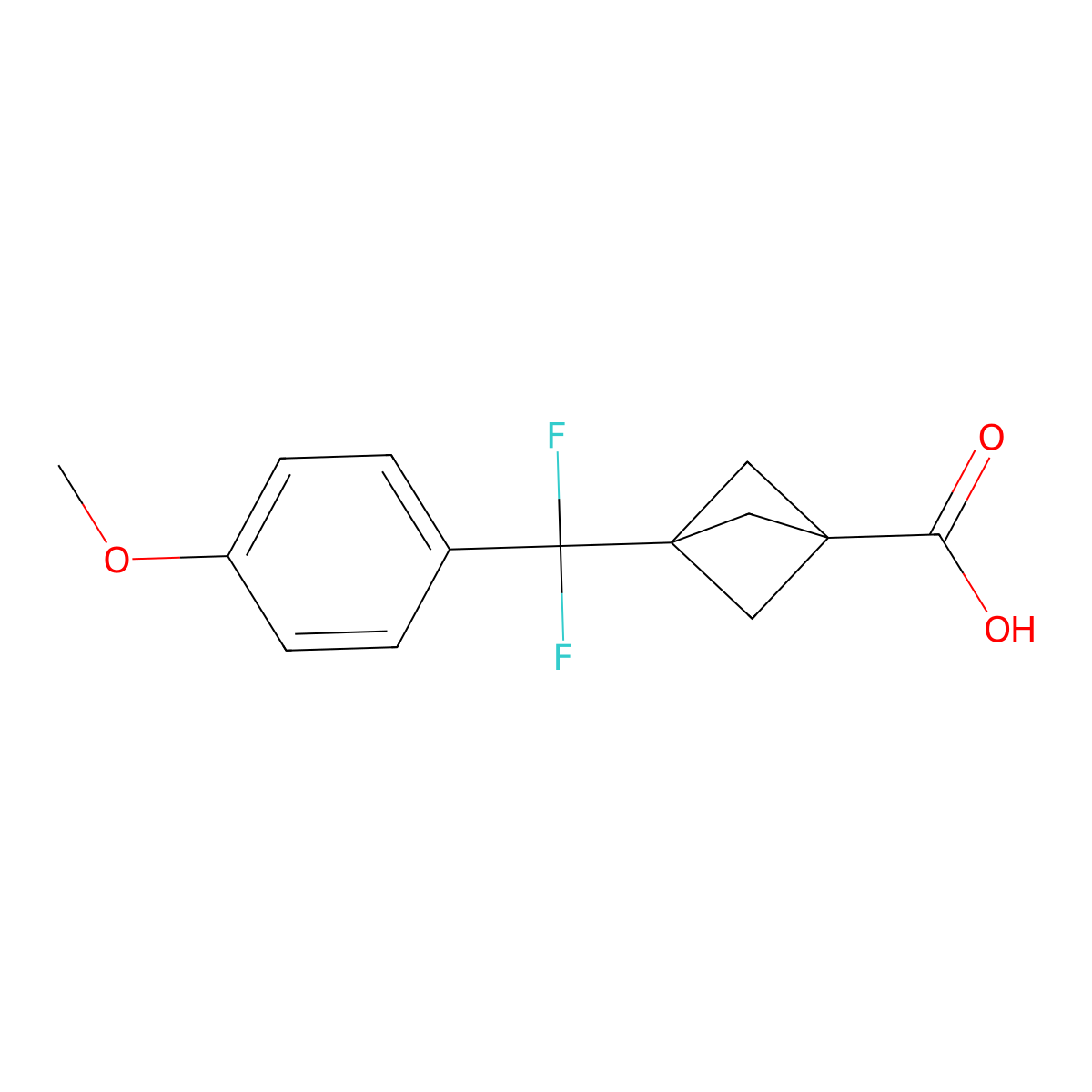 3-(Difluoro(4-methoxyphenyl)methyl)bicyclo[1.1.1]pentane-1-carboxylic acid molecular structure, CAS 2198774-69-3