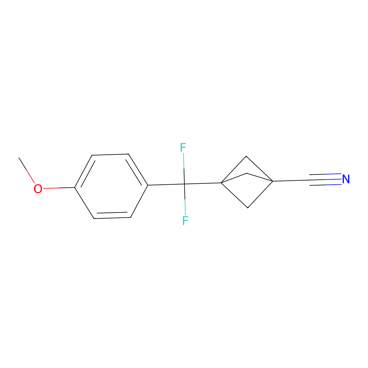 3-(Difluoro(4-methoxyphenyl)methyl)bicyclo[1.1.1]pentane-1-carbonitrile molecular structure, CAS 2198774-72-8