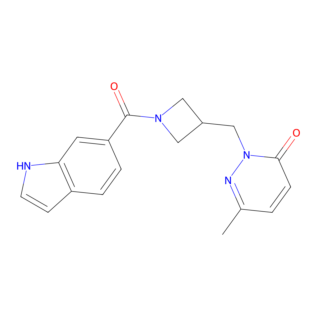 2-{[1-(1H-indole-6-carbonyl)azetidin-3-yl]methyl}-6-methyl-2,3-dihydropyridazin-3-one molecular structure, CAS 2198793-07-4