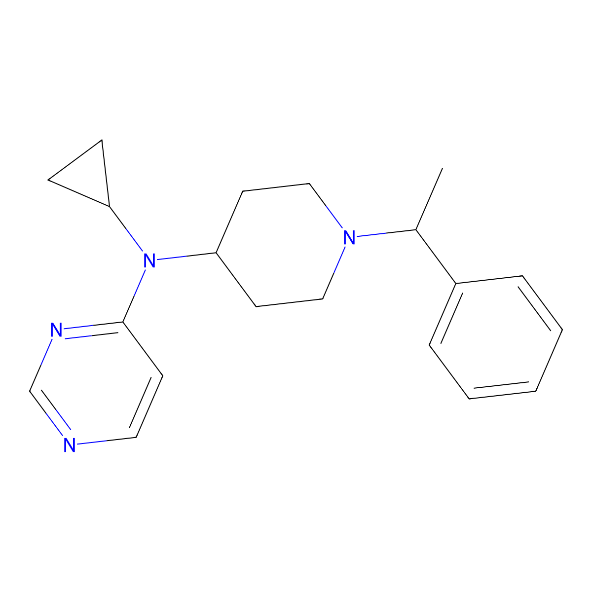 N-cyclopropyl-N-[1-(1-phenylethyl)piperidin-4-yl]pyrimidin-4-amine molecular structure, CAS 2198794-66-8