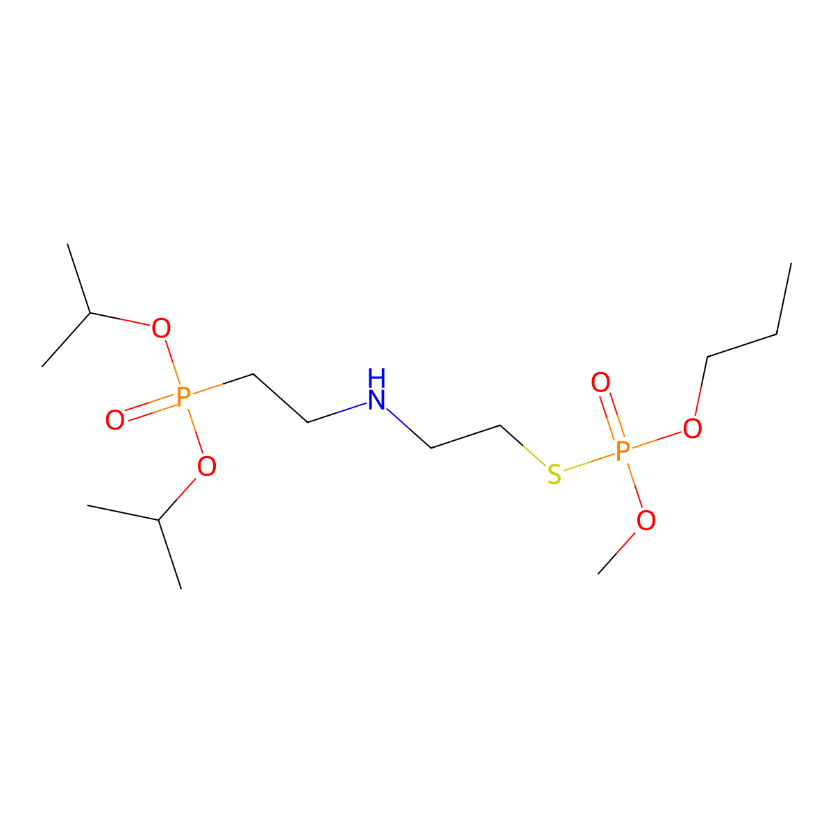 Dipropan-2-yl (7-methoxy-7-oxo-8-oxa-6-thia-3-aza-7lambda~5~-phosphaundecan-1-yl)phosphonate molecular structure, CAS 21988-67-0