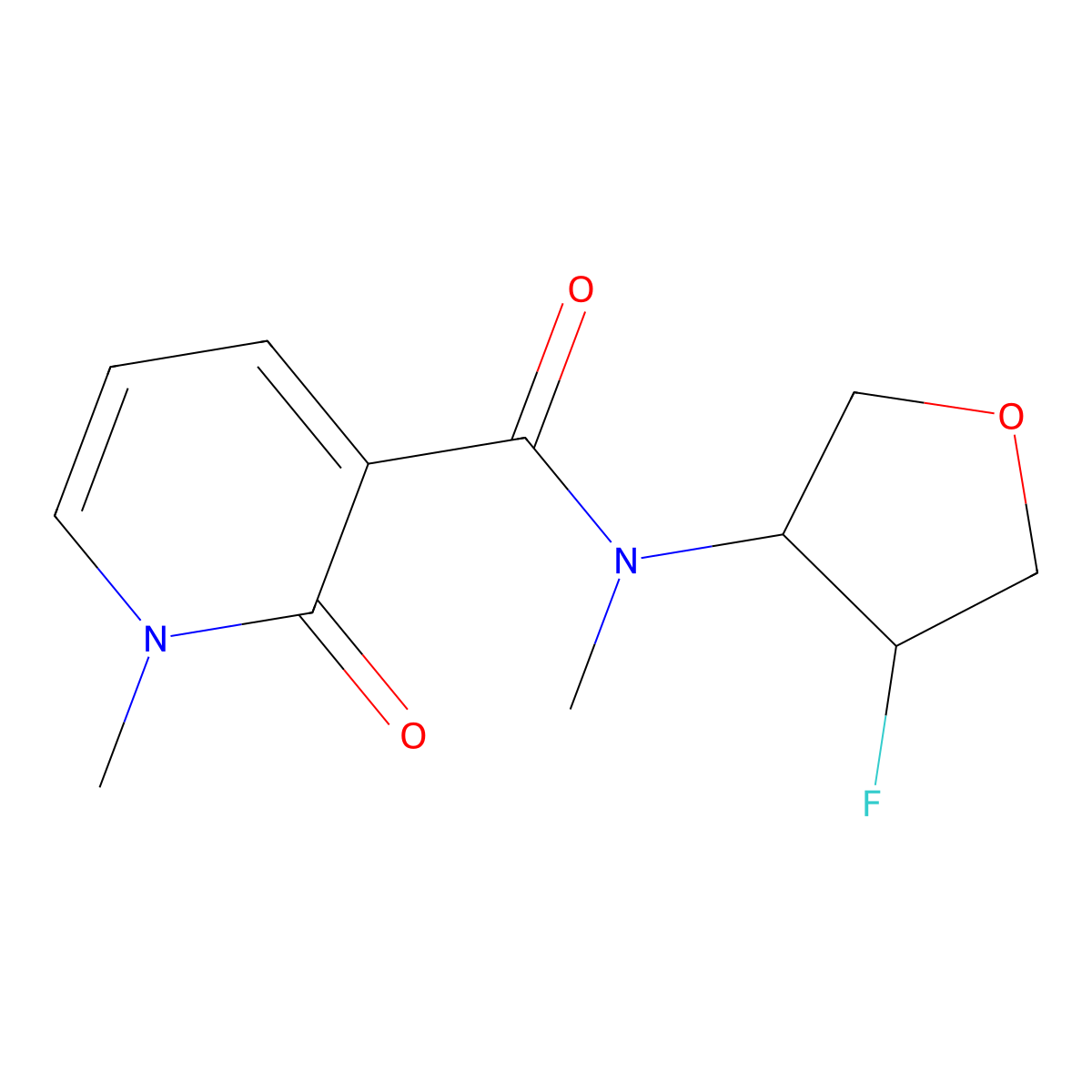 N-(4-fluorooxolan-3-yl)-N,1-dimethyl-2-oxo-1,2-dihydropyridine-3-carboxamide molecular structure, CAS 2198812-53-0