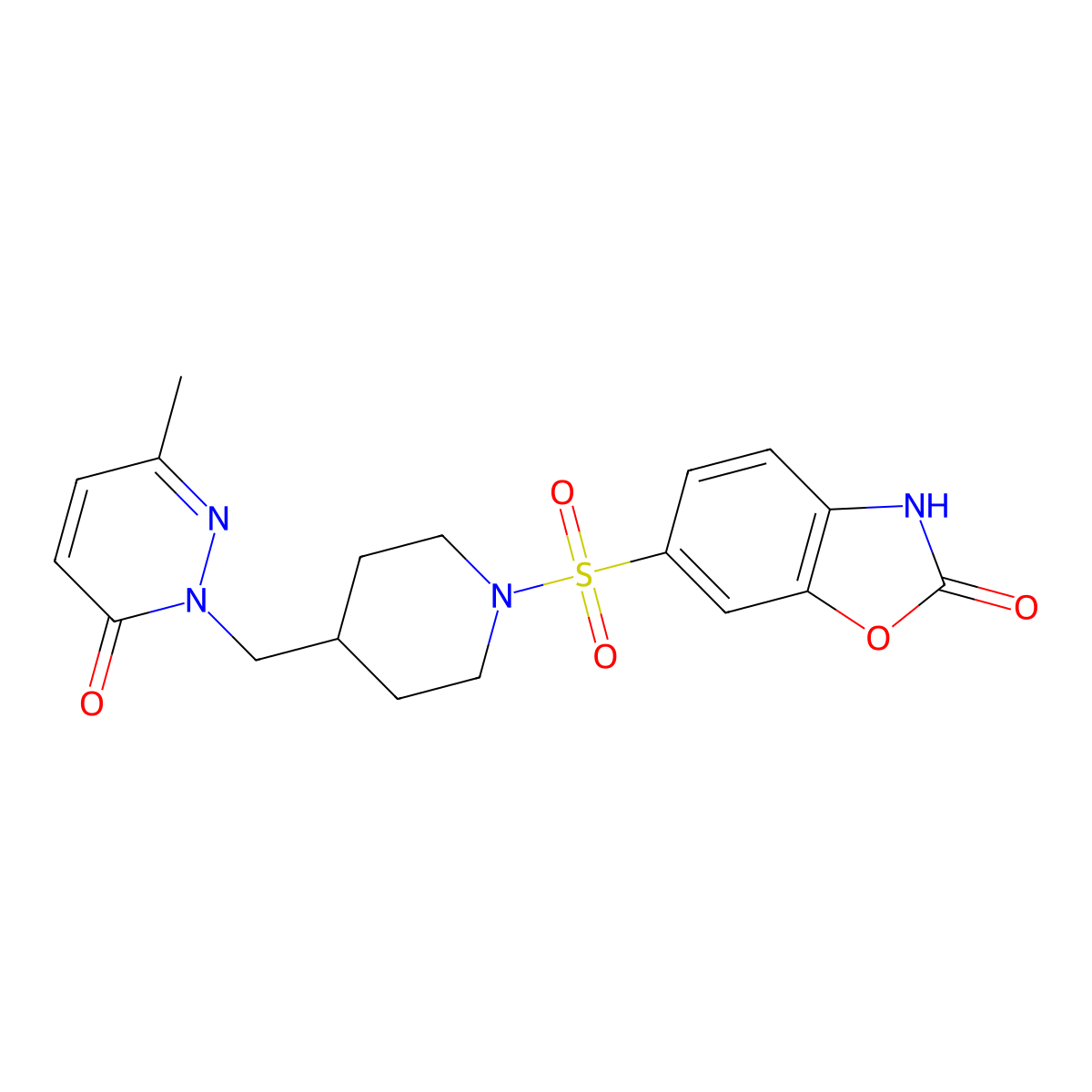 6-({4-[(3-Methyl-6-oxo-1,6-dihydropyridazin-1-yl)methyl]piperidin-1-yl}sulfonyl)-2,3-dihydro-1,3-benzoxazol-2-one molecular structure, CAS 2198815-56-2
