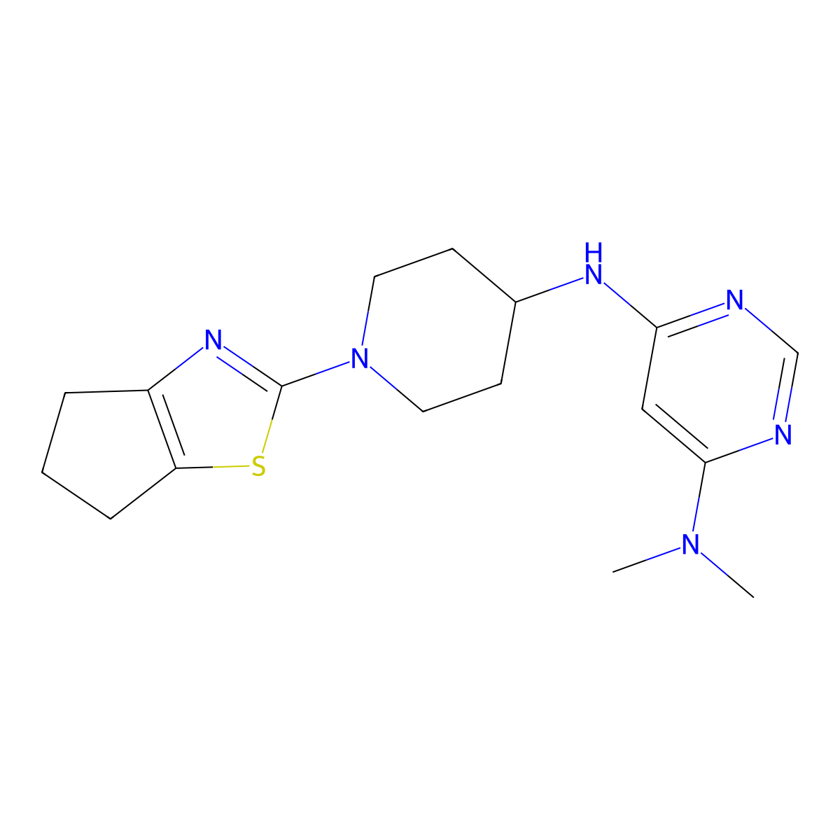 N6-(1-{4H,5H,6H-cyclopenta[d][1,3]thiazol-2-yl}piperidin-4-yl)-N4,N4-dimethylpyrimidine-4,6-diamine molecular structure, CAS 2198821-61-1