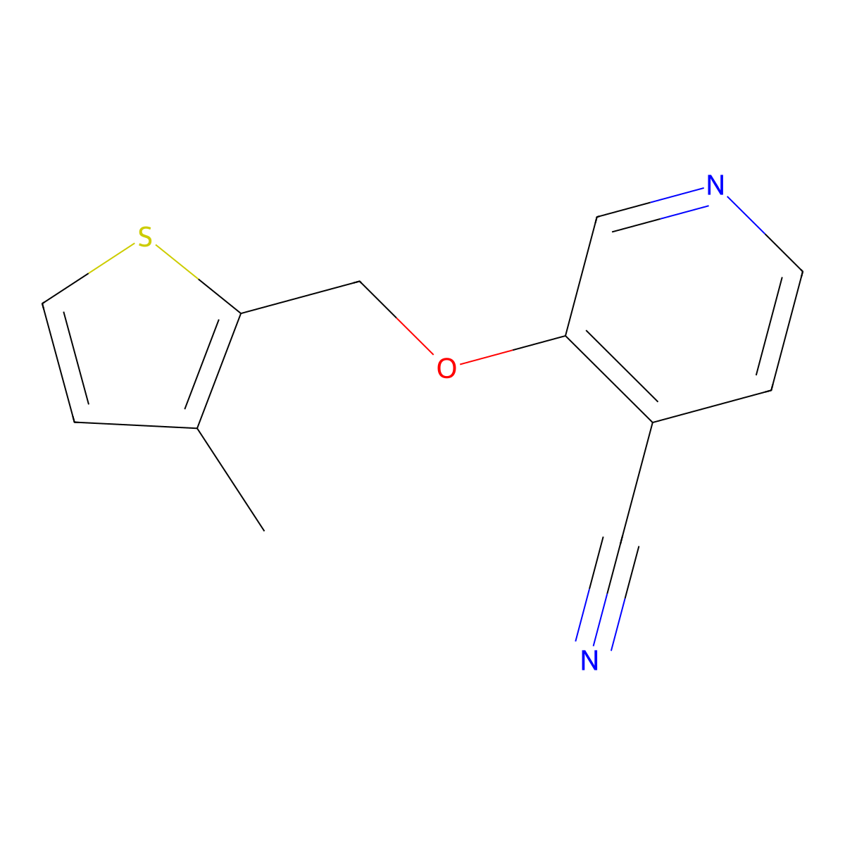 3-[(3-Methylthiophen-2-yl)methoxy]pyridine-4-carbonitrile molecular structure, CAS 2198839-84-6