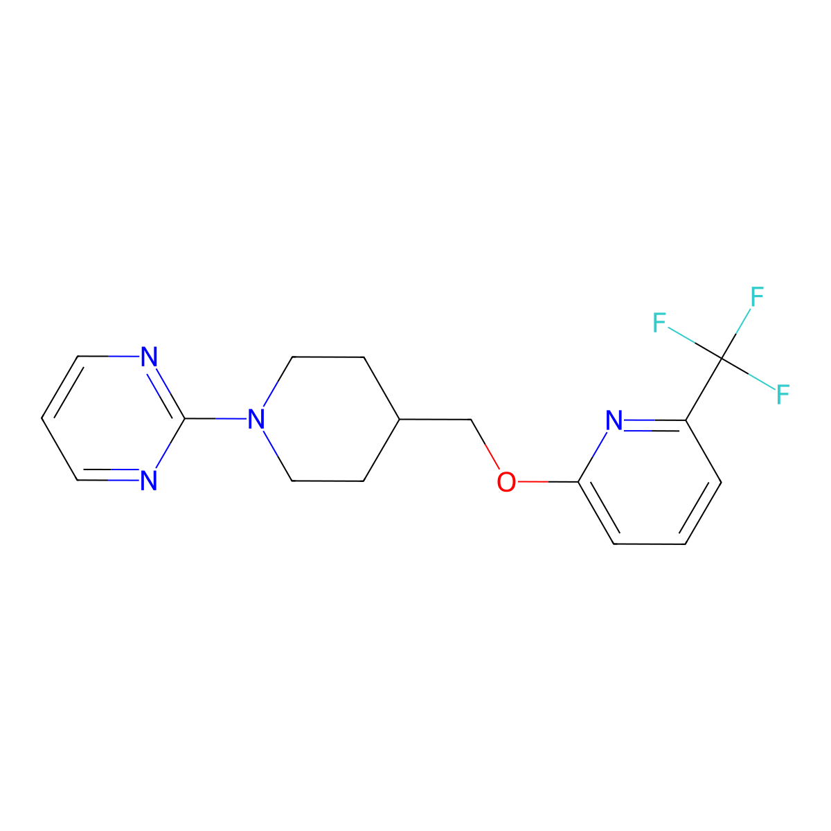 2-[4-({[6-(Trifluoromethyl)pyridin-2-yl]oxy}methyl)piperidin-1-yl]pyrimidine molecular structure, CAS 2198845-31-5