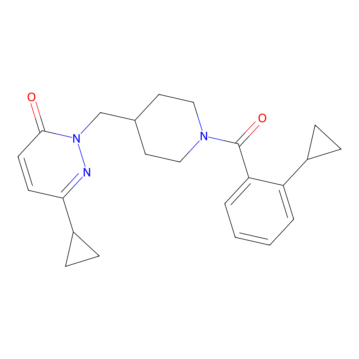 6-Cyclopropyl-2-{[1-(2-cyclopropylbenzoyl)piperidin-4-yl]methyl}-2,3-dihydropyridazin-3-one molecular structure, CAS 2198846-42-1