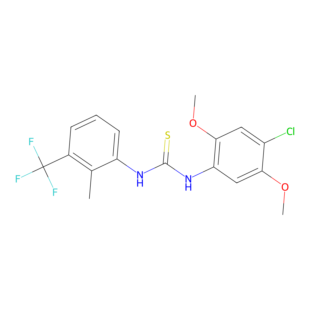 N-(4-Chloro-2,5-dimethoxyphenyl)-N'-[2-methyl-3-(trifluoromethyl)phenyl]thiourea molecular structure, CAS 2198846-62-5