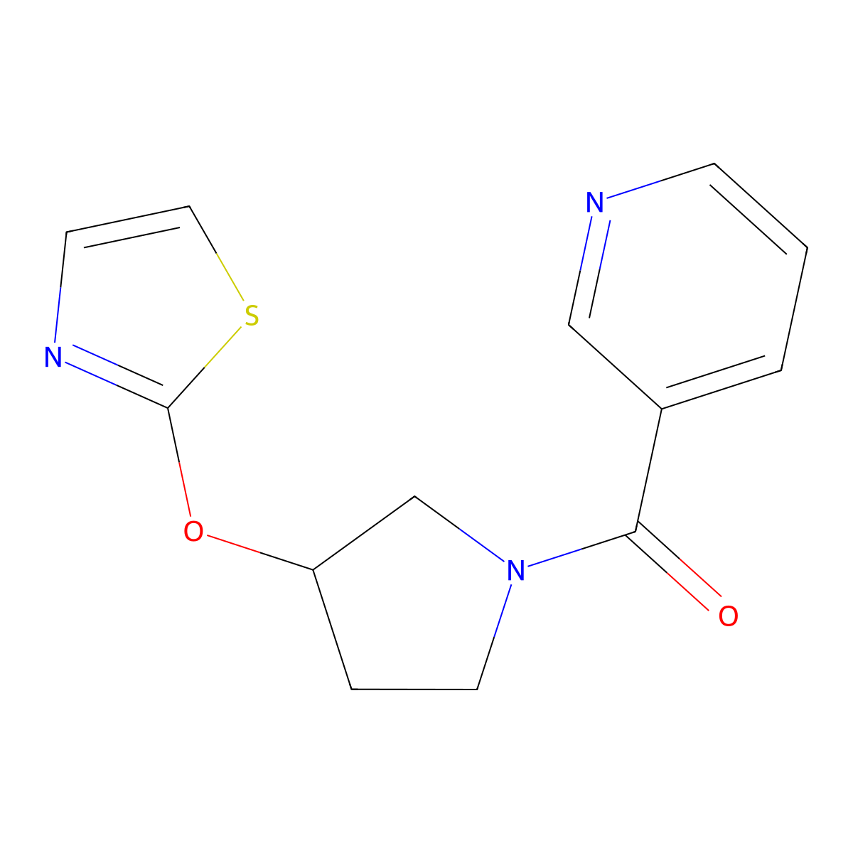 3-[3-(1,3-Thiazol-2-yloxy)pyrrolidine-1-carbonyl]pyridine molecular structure, CAS 2198870-33-4