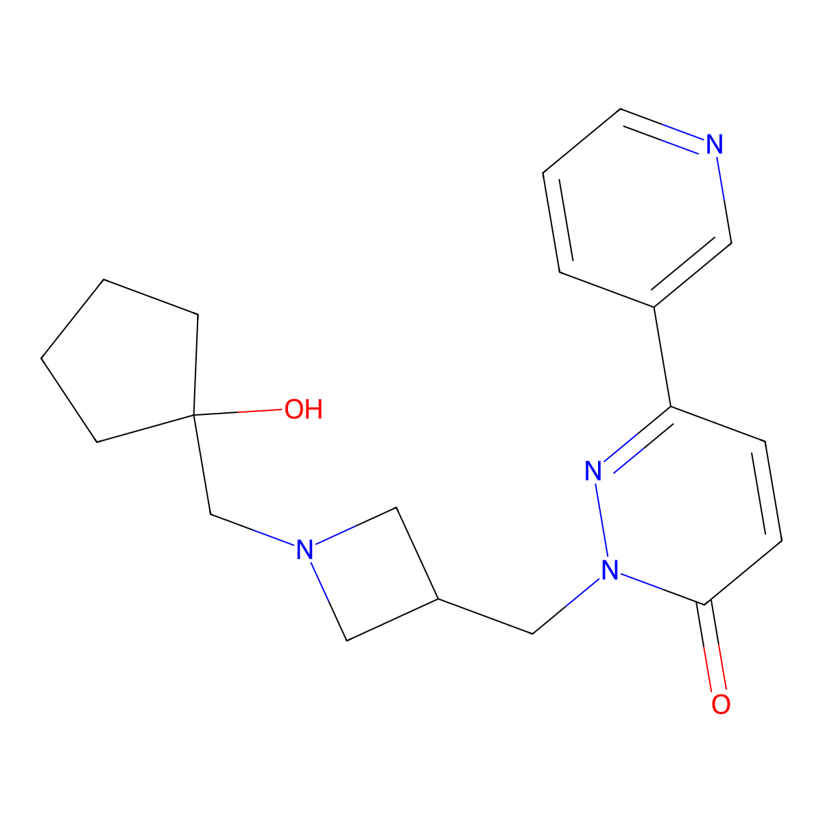 2-({1-[(1-Hydroxycyclopentyl)methyl]azetidin-3-yl}methyl)-6-(pyridin-3-yl)-2,3-dihydropyridazin-3-one molecular structure, CAS 2198884-43-2