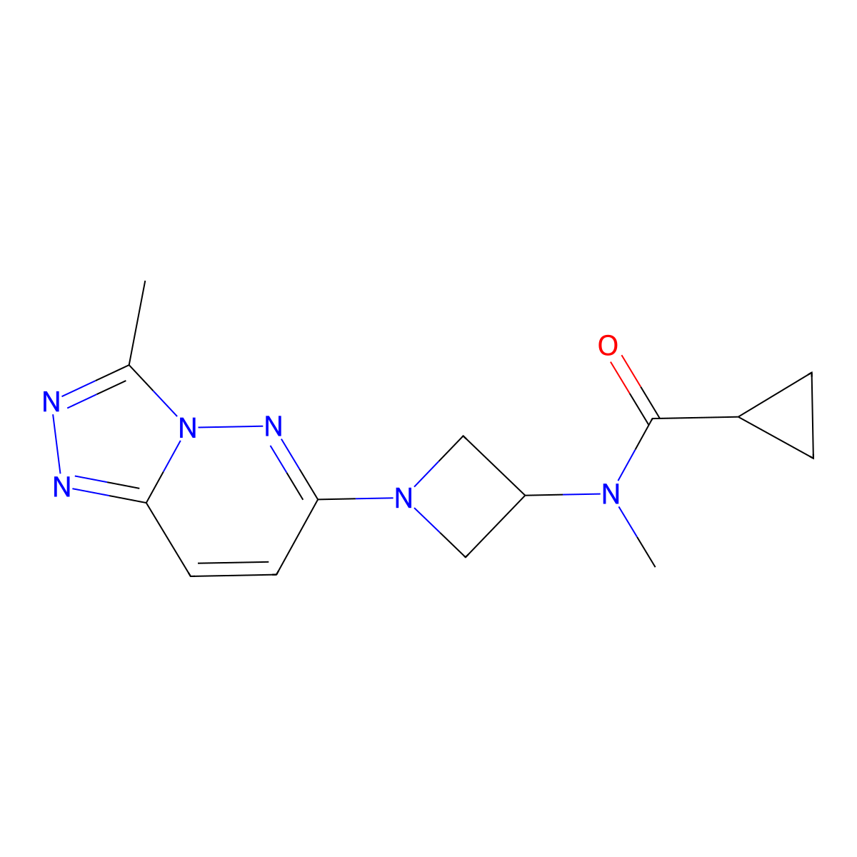 N-methyl-N-(1-{3-methyl-[1,2,4]triazolo[4,3-b]pyridazin-6-yl}azetidin-3-yl)cyclopropanecarboxamide molecular structure, CAS 2198885-48-0
