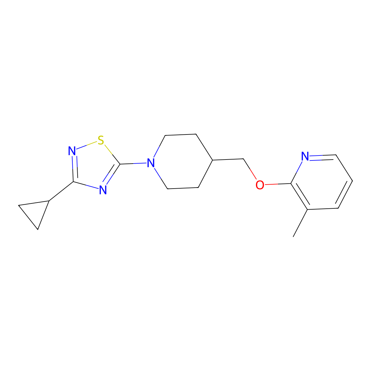 2-{[1-(3-Cyclopropyl-1,2,4-thiadiazol-5-yl)piperidin-4-yl]methoxy}-3-methylpyridine molecular structure, CAS 2198895-98-4
