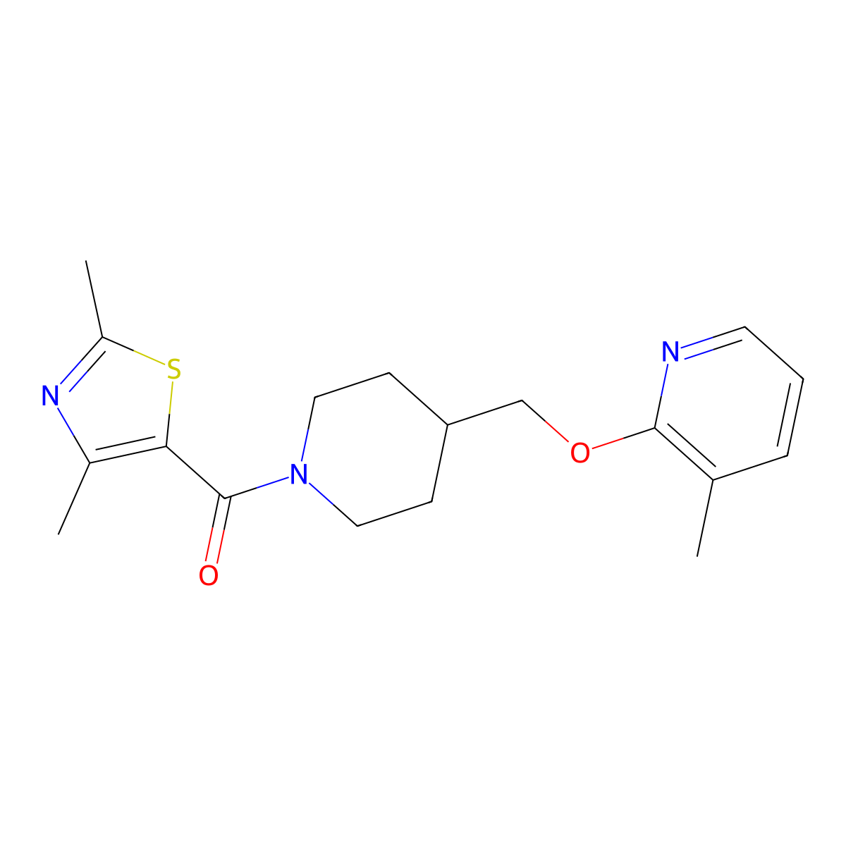 2-{[1-(2,4-Dimethyl-1,3-thiazole-5-carbonyl)piperidin-4-yl]methoxy}-3-methylpyridine molecular structure, CAS 2198896-65-8