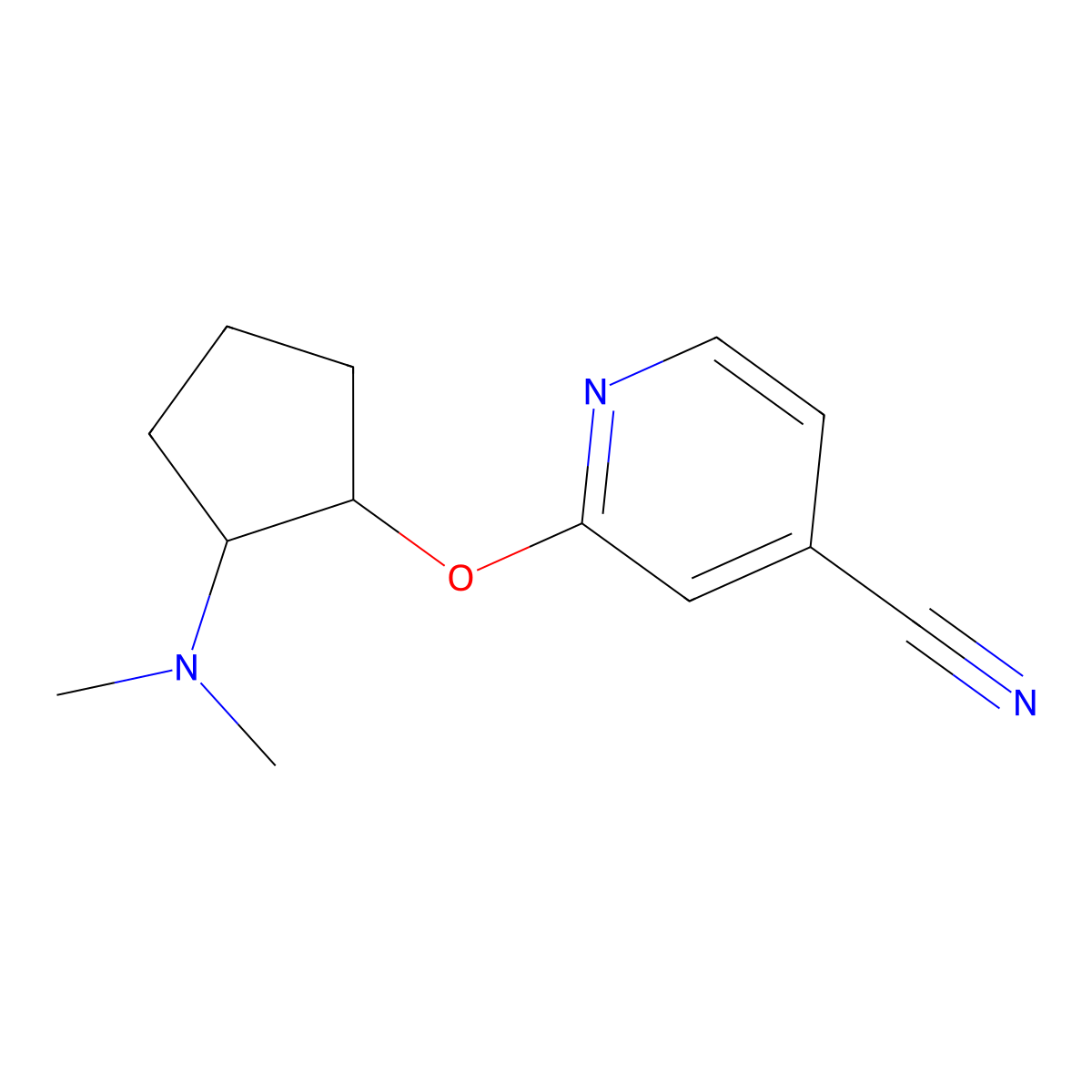 2-{[2-(Dimethylamino)cyclopentyl]oxy}pyridine-4-carbonitrile molecular structure, CAS 2198912-50-2