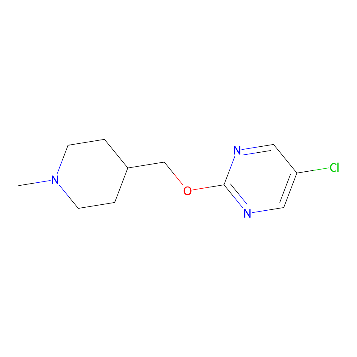 5-Chloro-2-[(1-methylpiperidin-4-yl)methoxy]pyrimidine molecular structure, CAS 2198912-80-8