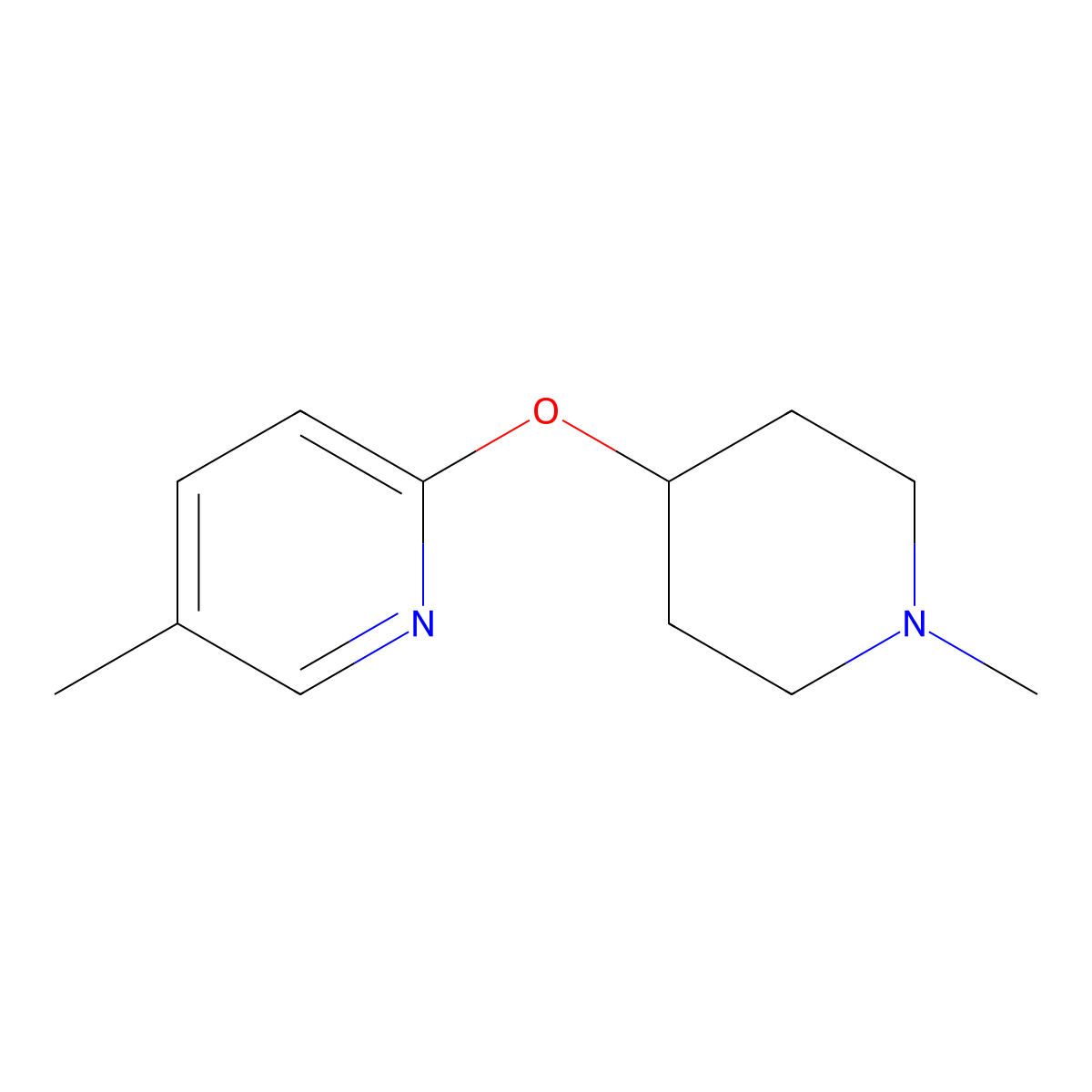 5-Methyl-2-[(1-methylpiperidin-4-yl)oxy]pyridine molecular structure, CAS 2198914-07-5