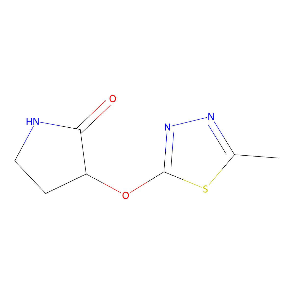 3-[(5-Methyl-1,3,4-thiadiazol-2-yl)oxy]pyrrolidin-2-one molecular structure, CAS 2198914-09-7