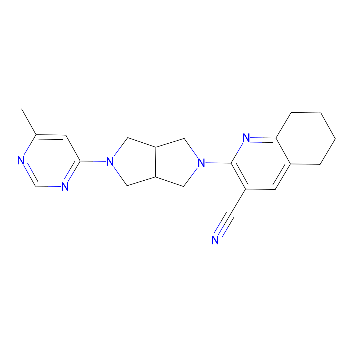 2-[5-(6-Methylpyrimidin-4-yl)-octahydropyrrolo[3,4-c]pyrrol-2-yl]-5,6,7,8-tetrahydroquinoline-3-carbonitrile molecular structure, CAS 2198914-89-3