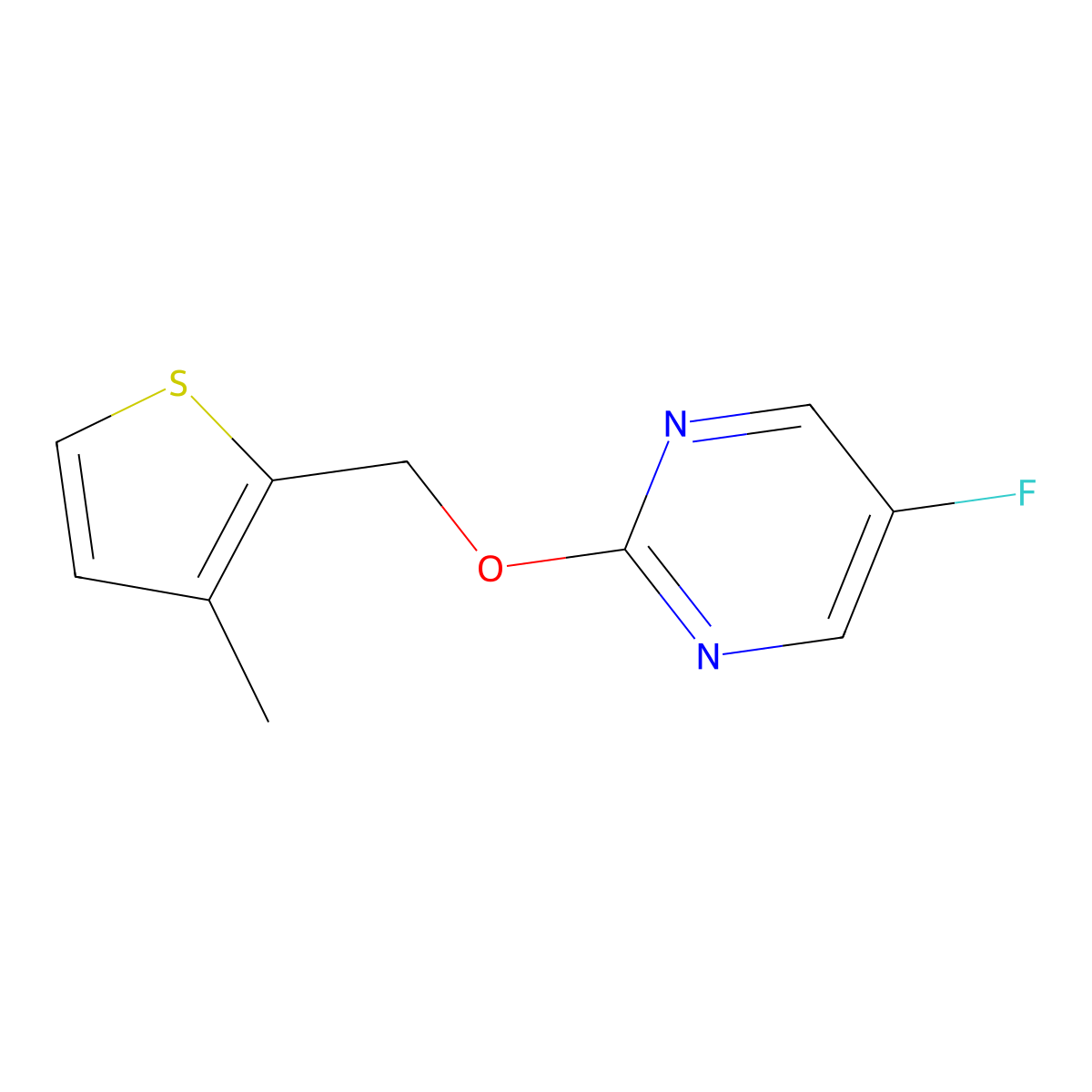 5-Fluoro-2-[(3-methylthiophen-2-yl)methoxy]pyrimidine molecular structure, CAS 2198915-01-2