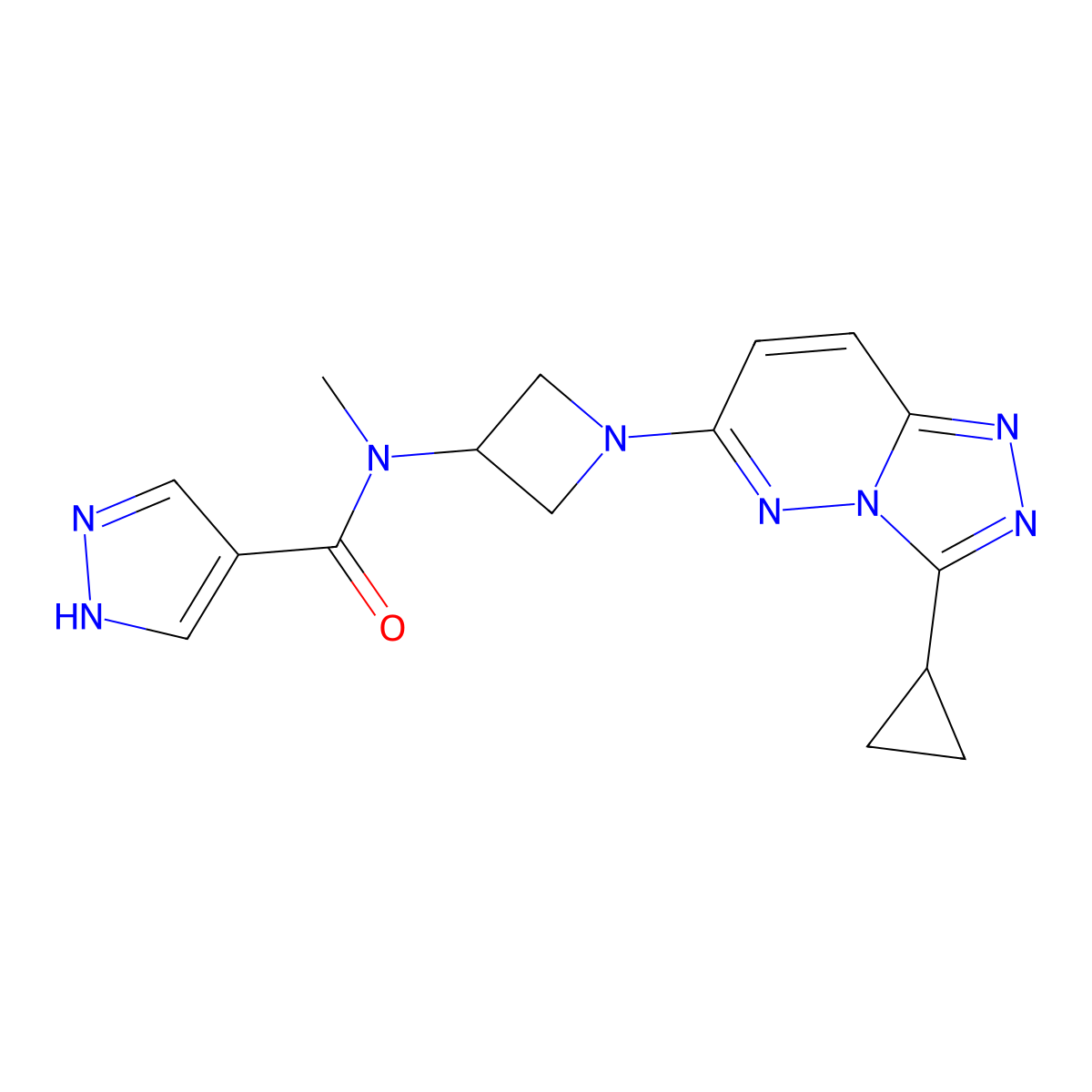 N-(1-{3-cyclopropyl-[1,2,4]triazolo[4,3-b]pyridazin-6-yl}azetidin-3-yl)-N-methyl-1H-pyrazole-4-carboxamide molecular structure, CAS 2198916-02-6