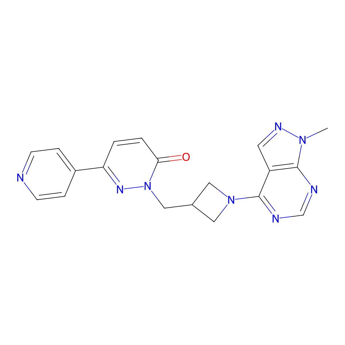 2-[(1-{1-methyl-1H-pyrazolo[3,4-d]pyrimidin-4-yl}azetidin-3-yl)methyl]-6-(pyridin-4-yl)-2,3-dihydropyridazin-3-one molecular structure, CAS 2198917-62-1