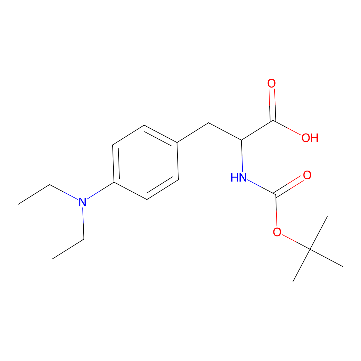 N-alpha-t-Butyloxycarbonyl-4-(diethylamino)-L-phenylalanine (Boc-L-Phe(4-NEt2)-OH) molecular structure, CAS 2198942-49-1