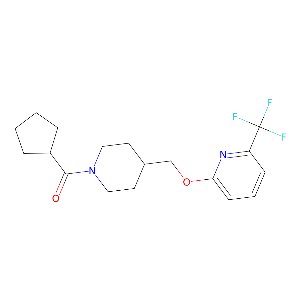 2-[(1-Cyclopentanecarbonylpiperidin-4-yl)methoxy]-6-(trifluoromethyl)pyridine molecular structure, CAS 2198959-09-8