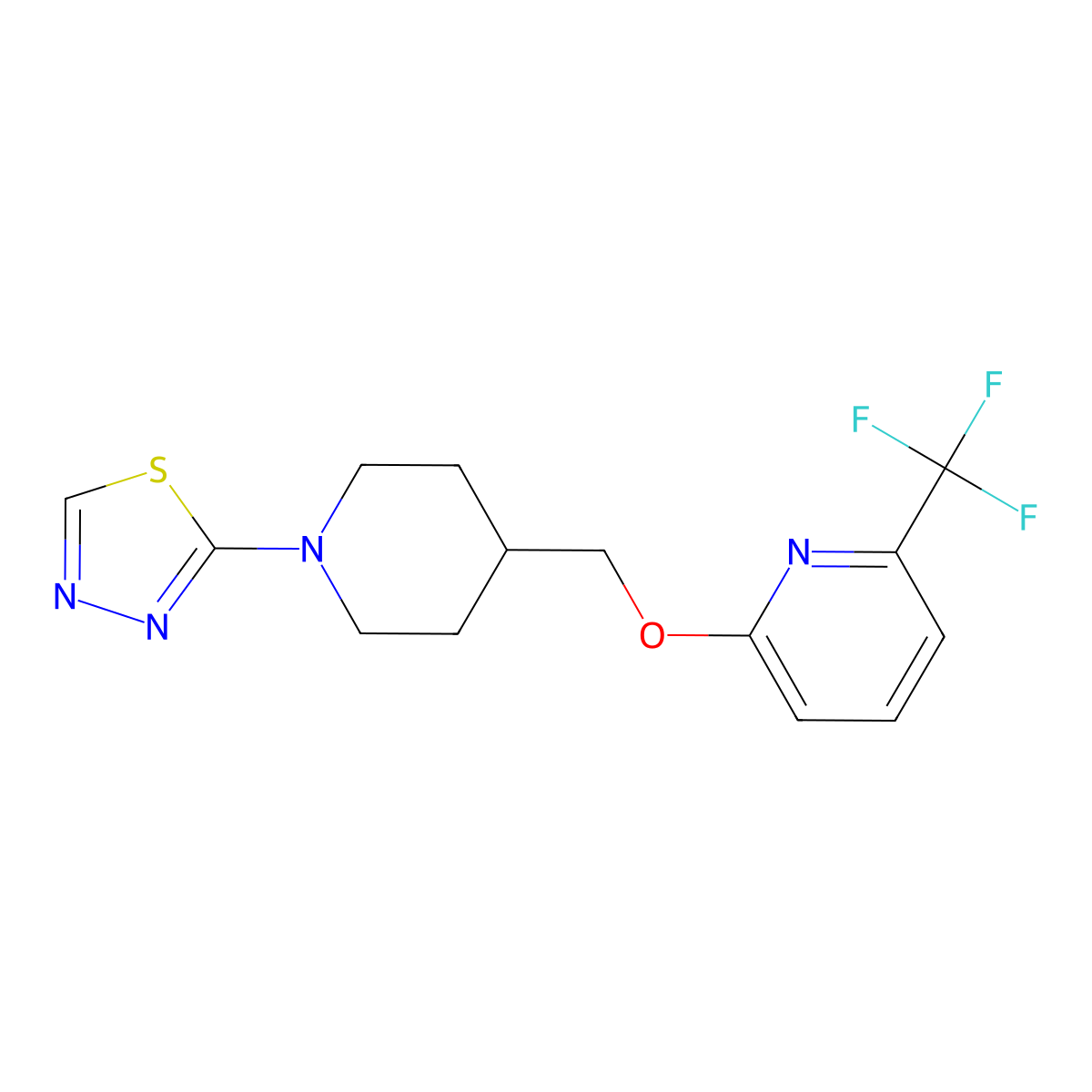 2-{[1-(1,3,4-Thiadiazol-2-yl)piperidin-4-yl]methoxy}-6-(trifluoromethyl)pyridine molecular structure, CAS 2198960-15-3