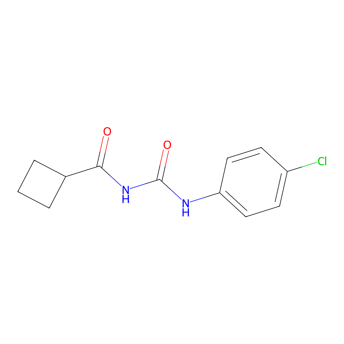 N-[(4-chlorophenyl)carbamoyl]cyclobutanecarboxamide molecular structure, CAS 2198977-68-1