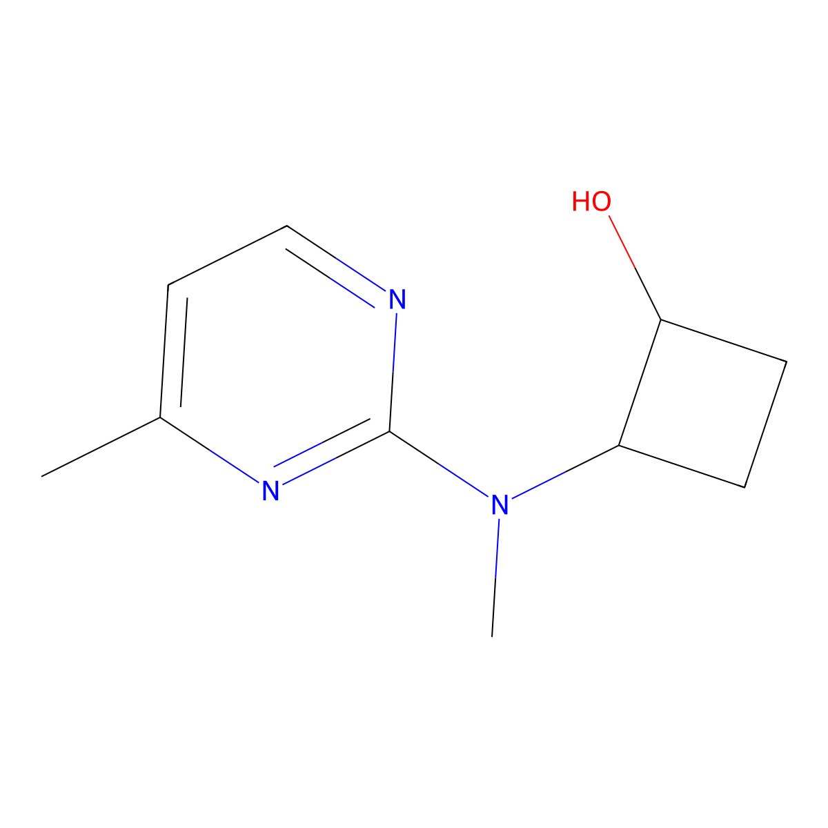 2-[Methyl(4-methylpyrimidin-2-yl)amino]cyclobutan-1-ol molecular structure, CAS 2198985-46-3
