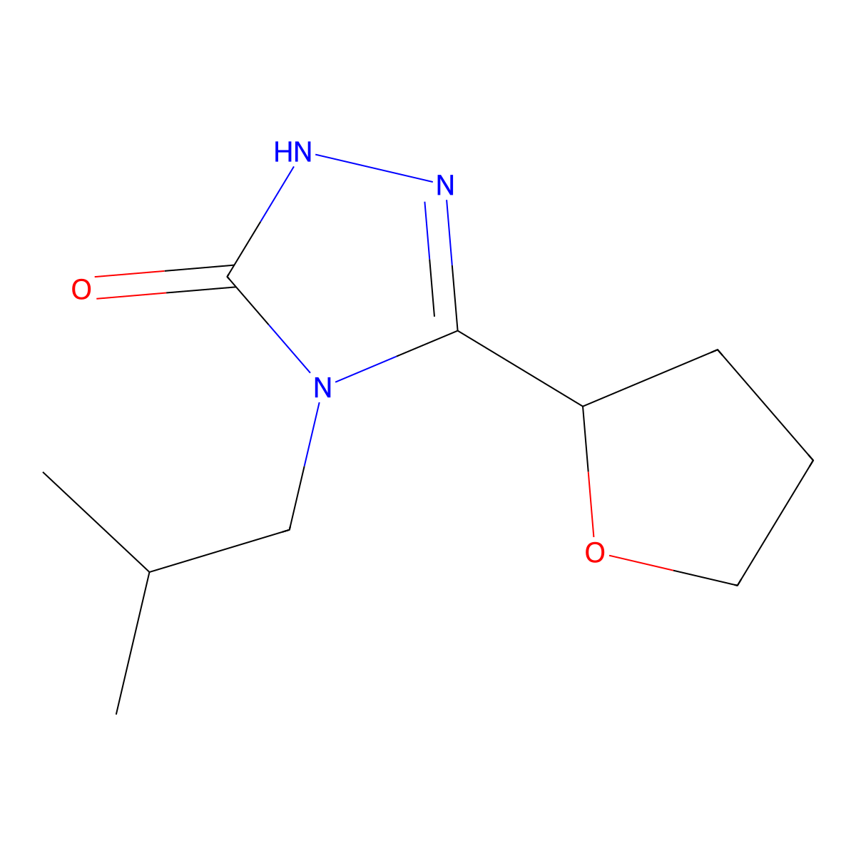 4-(2-methylpropyl)-3-(oxolan-2-yl)-4,5-dihydro-1H-1,2,4-triazol-5-one molecular structure, CAS 2198985-82-7